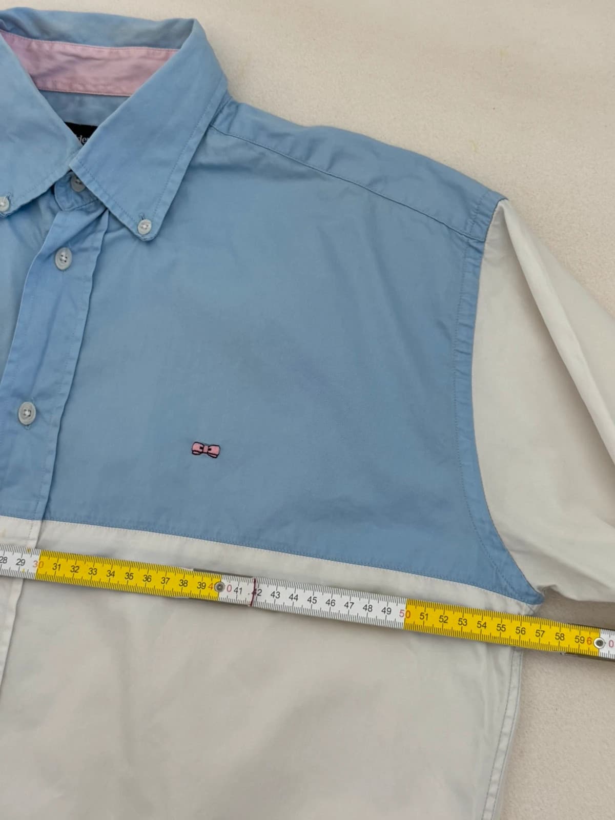 Chemise manches courtes Eden Park Team colorblock bleu blanc rose logo brodé taille M - VG26054 - Photo 9/10