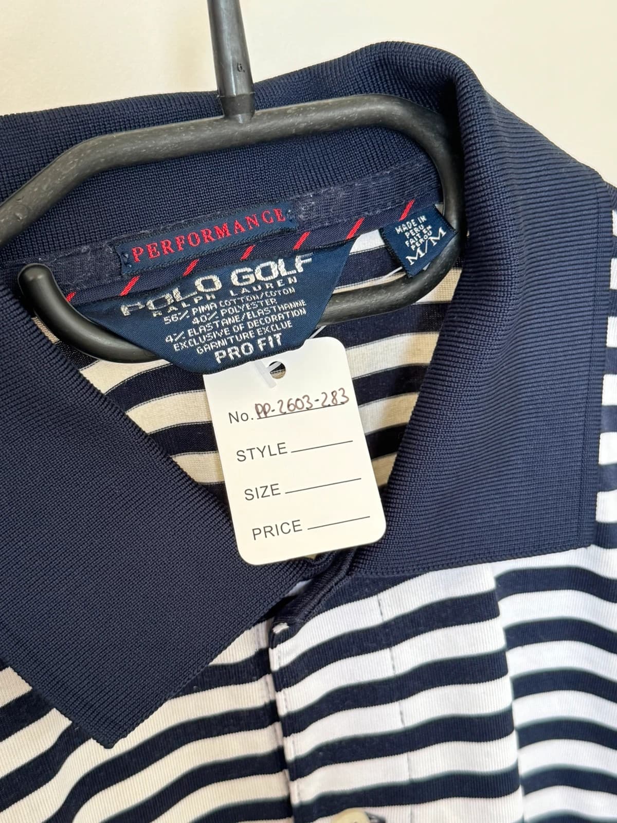 Polo golf rayé performance Polo Ralph Lauren bleu blanc taille M - PP2603283 - Photo 3/8