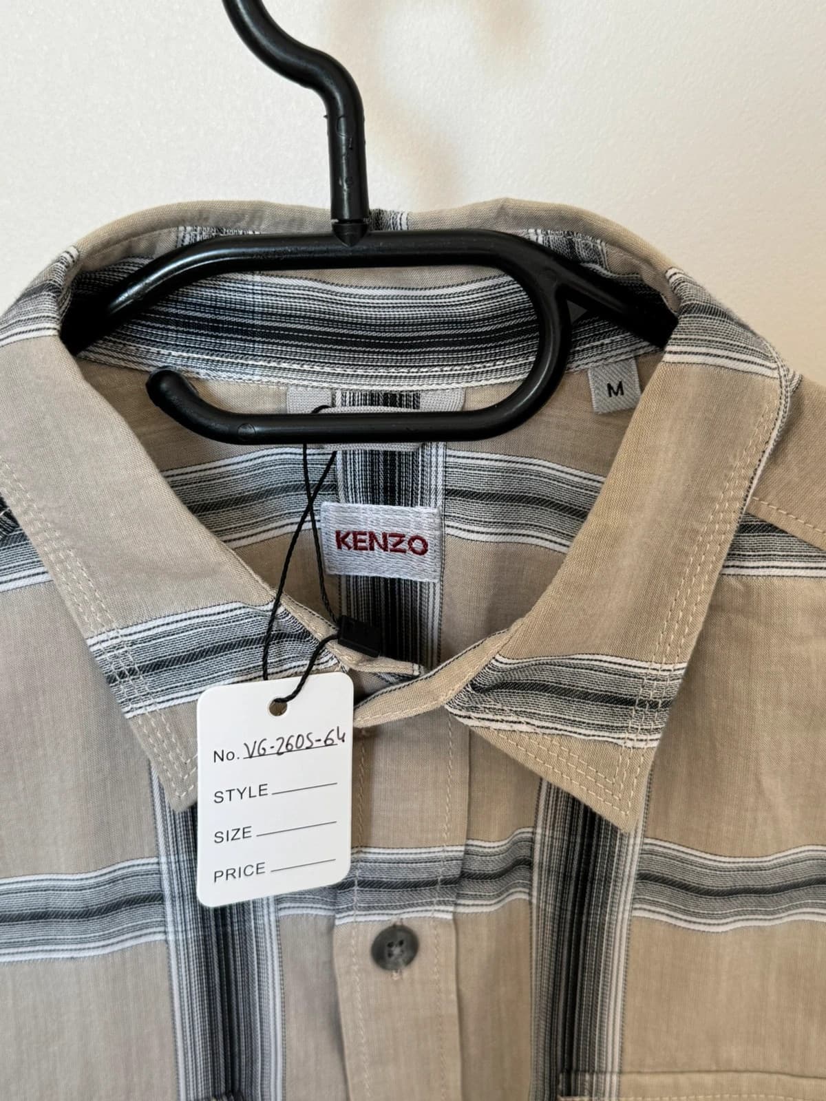 Chemise Kenzo à carreaux beige gris taille M - VG260564 - Photo 8/12