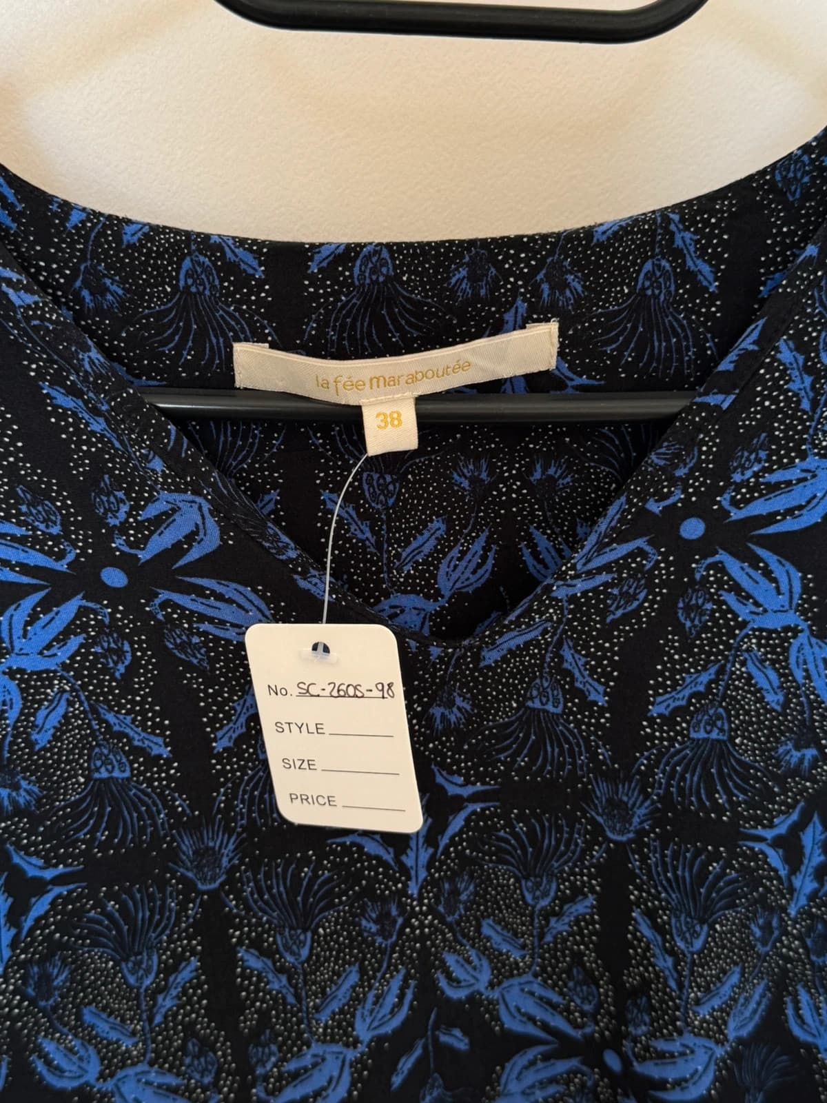 Blouse fluide La Fée Maraboutée imprimé floral noir bleu taille 38/M - SC260598 - Photo 5/7