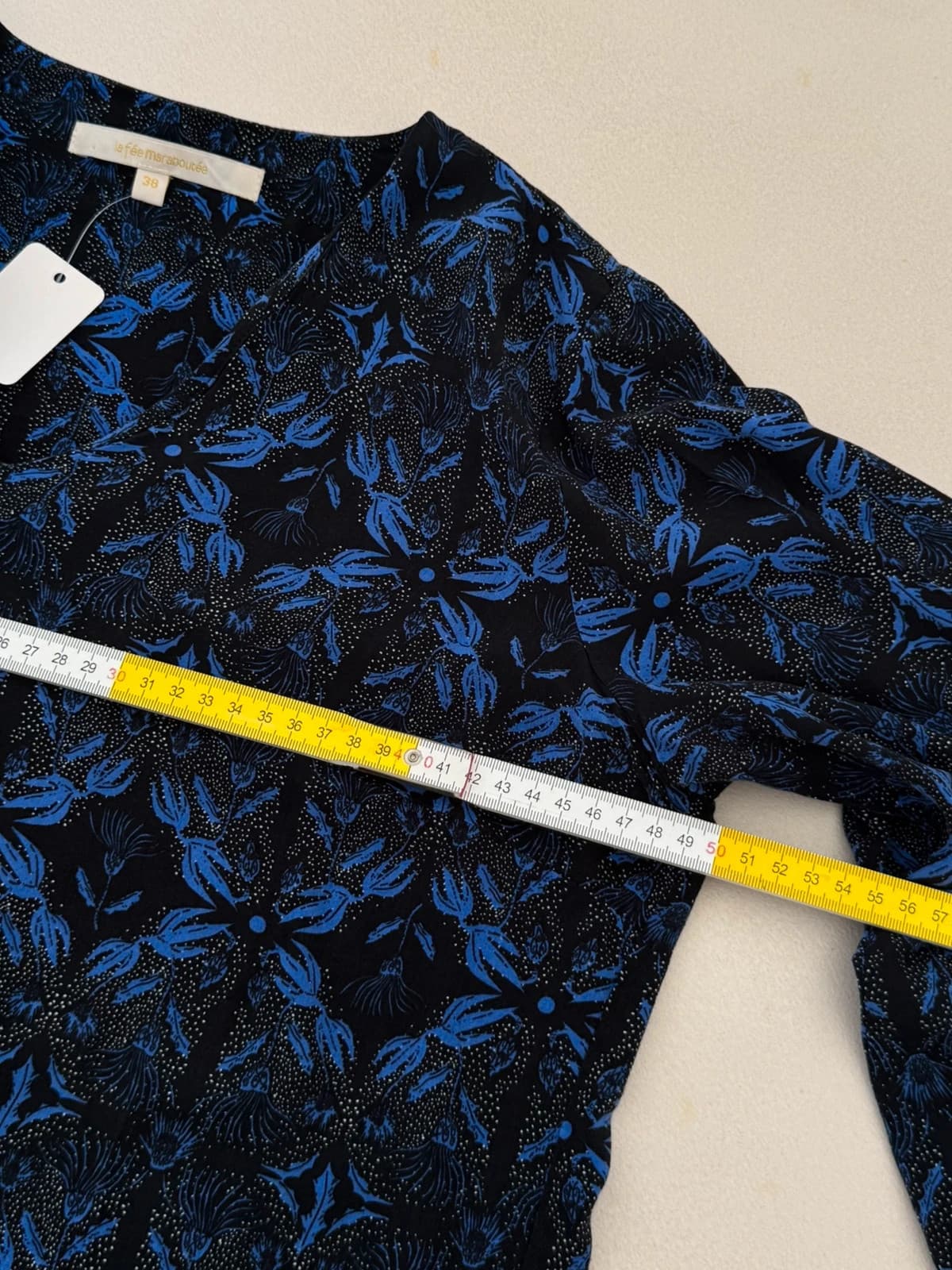 Blouse fluide La Fée Maraboutée imprimé floral noir bleu taille 38/M - SC260598 - Photo 6/7