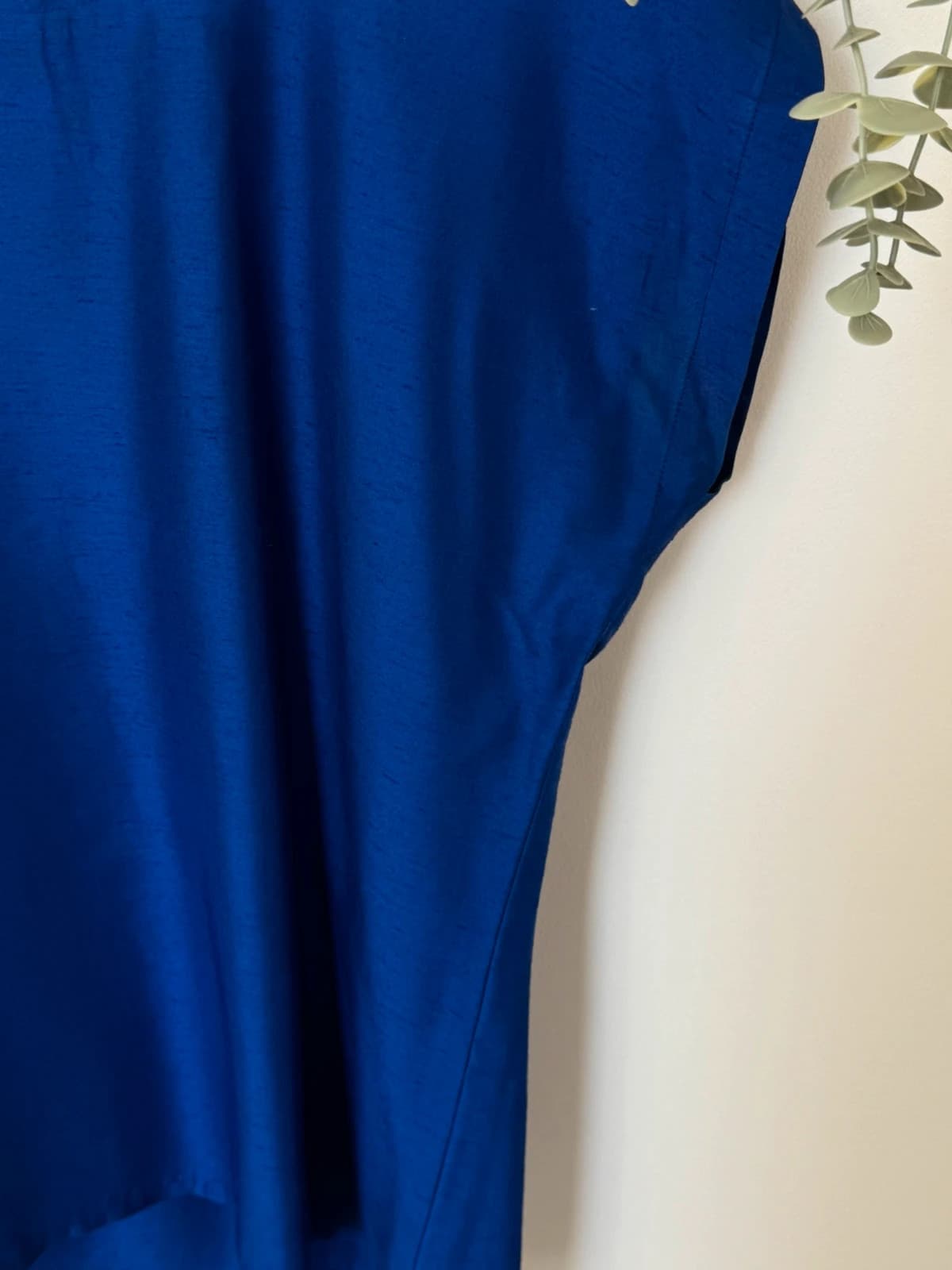 Blouse fluide manches courtes vintage Yves Saint Laurent Variation bleu roi taille L - Photo 4/8