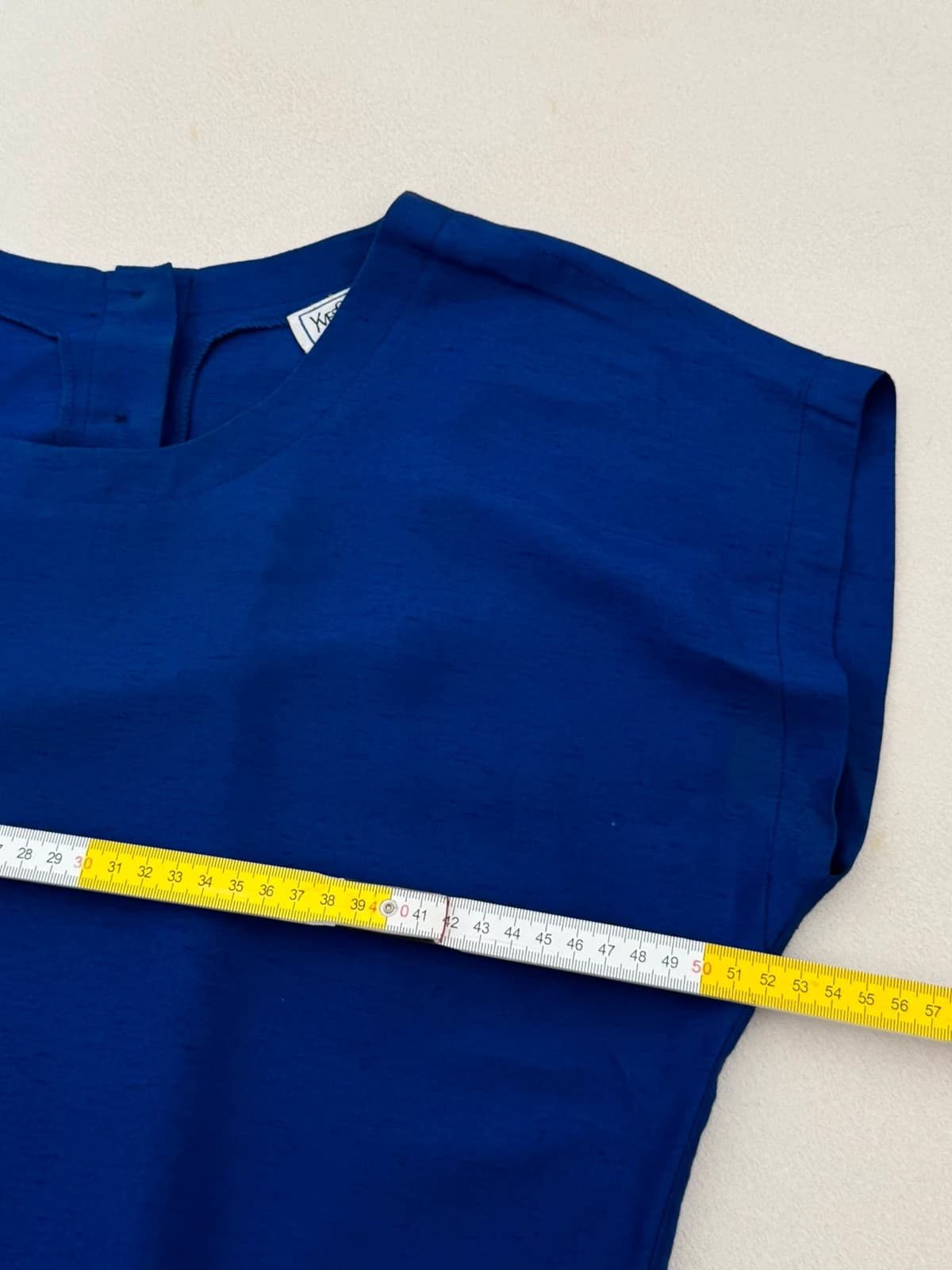 Blouse fluide manches courtes vintage Yves Saint Laurent Variation bleu roi taille L - Photo 7/8