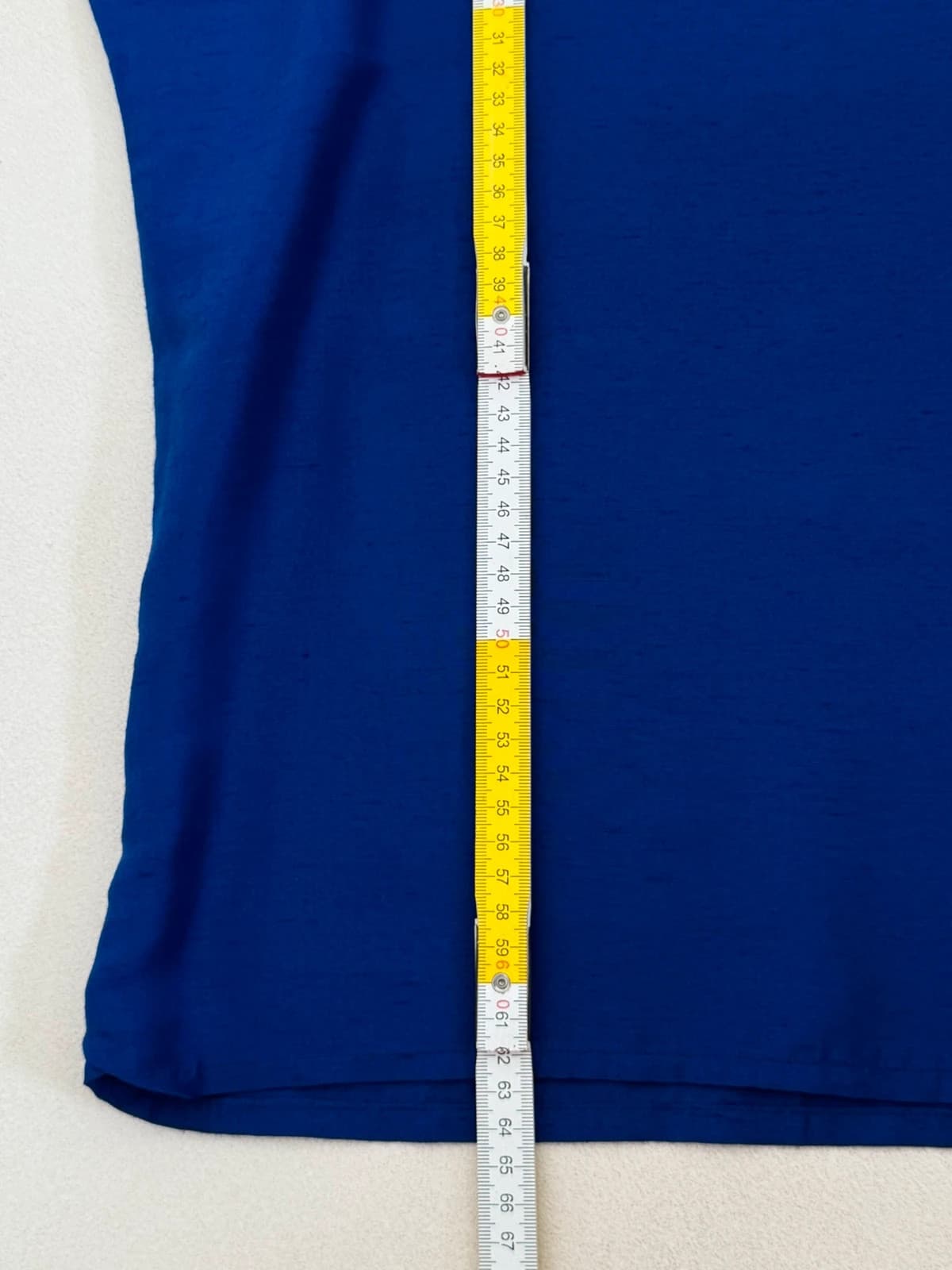 Blouse fluide manches courtes vintage Yves Saint Laurent Variation bleu roi taille L - Photo 8/8