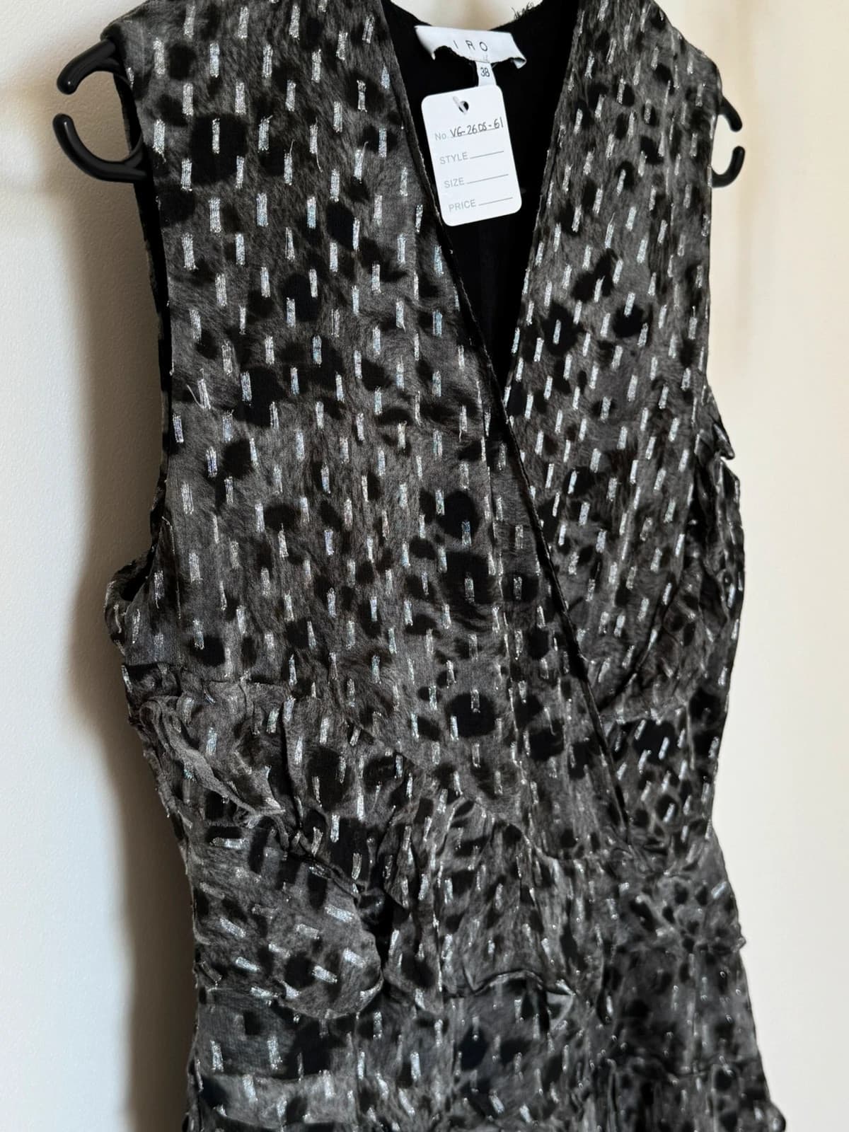 Robe portefeuille IRO Corie lurex sans manches gris noir argenté taille 38/M - VG260561 - Photo 7/9