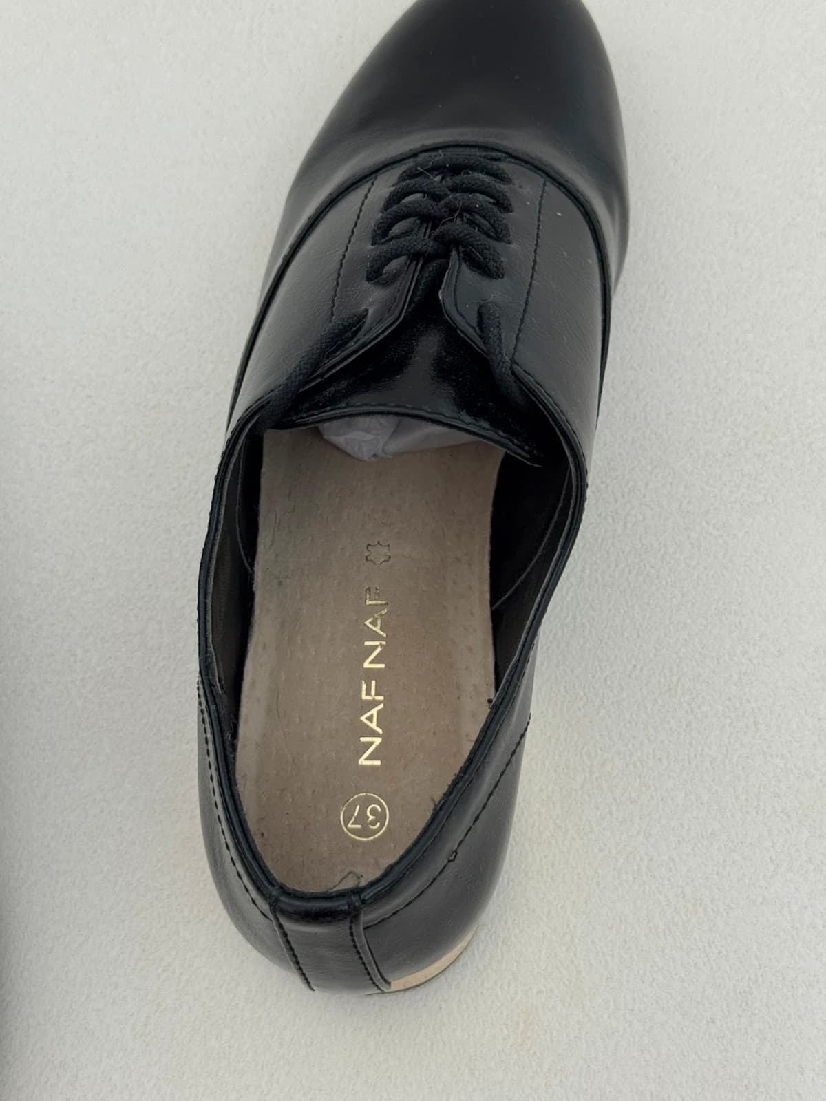 Derbies Naf Naf cuir noir talon doré taille 37 - Photo 4/7