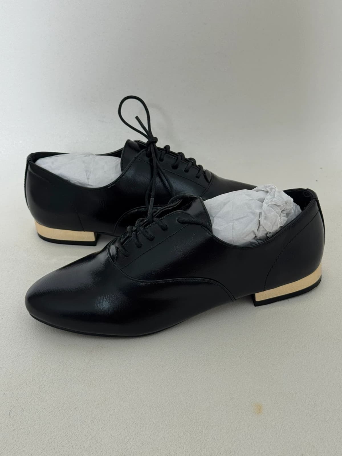 Derbies Naf Naf cuir noir talon doré taille 37 - Photo 6/7