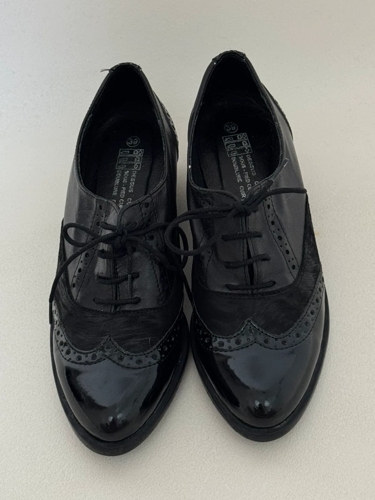 Derbies à talons Daniela's cuir noir verni daim taille 39 - Photo 4/11