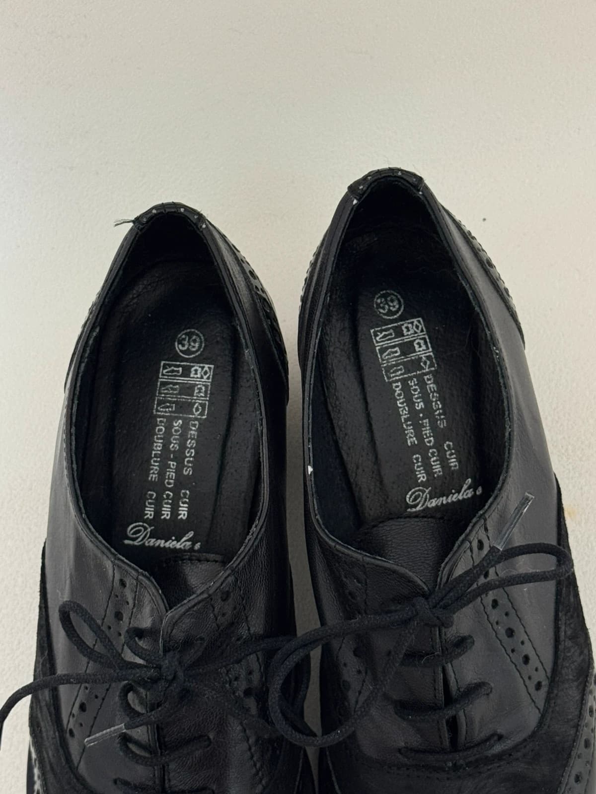 Derbies à talons Daniela's cuir noir verni daim taille 39 - Photo 5/11