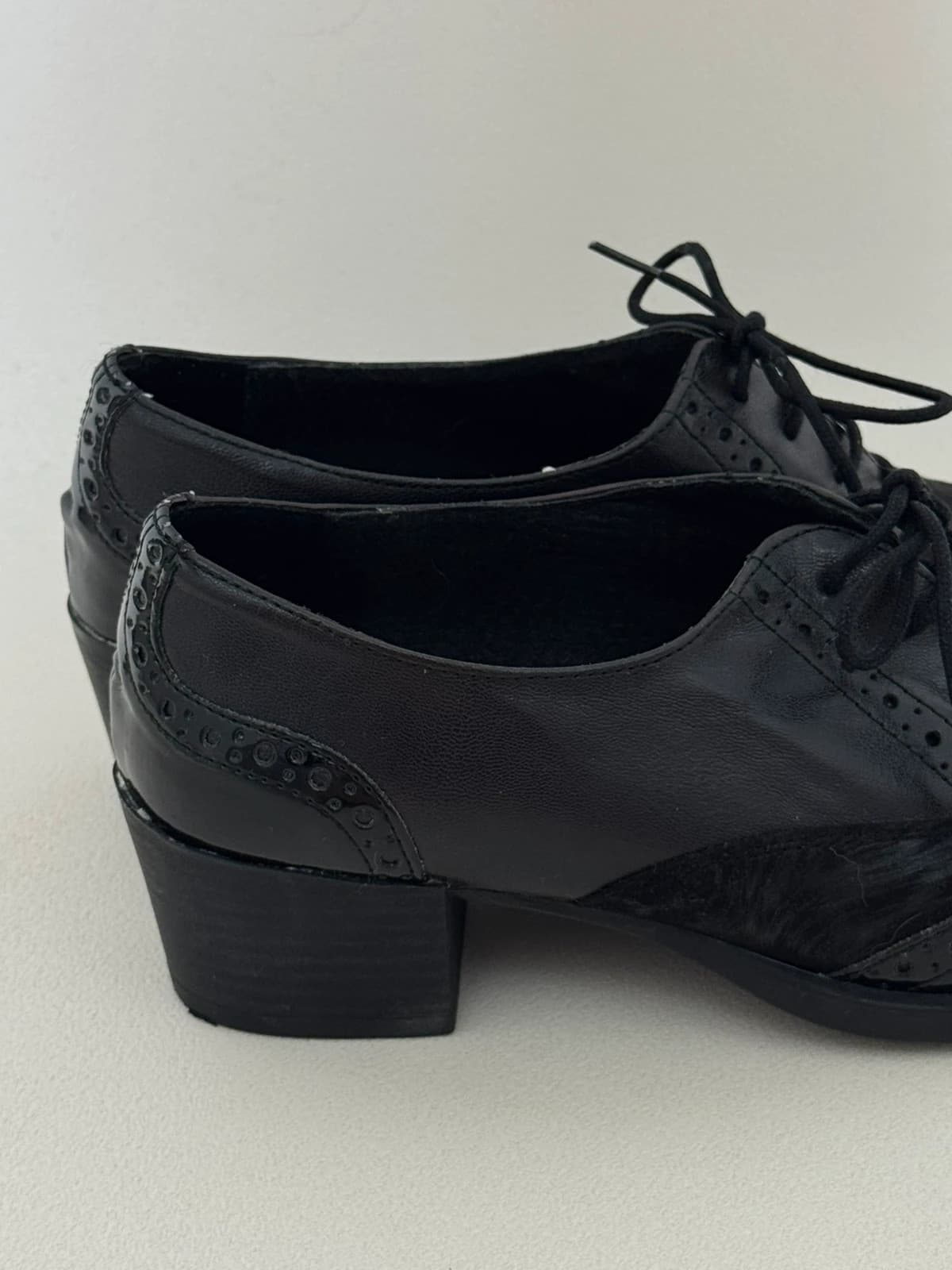 Derbies à talons Daniela's cuir noir verni daim taille 39 - Photo 6/11