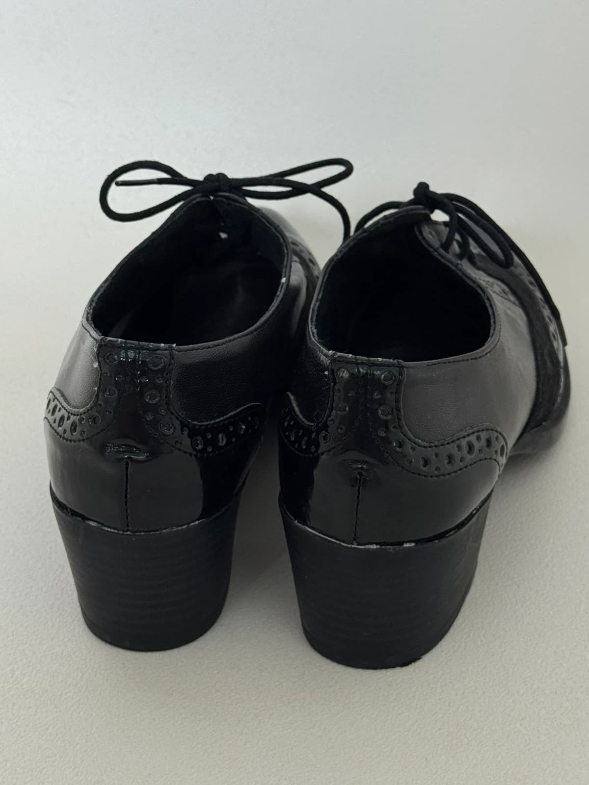 Derbies à talons Daniela's cuir noir verni daim taille 39 - Photo 7/11