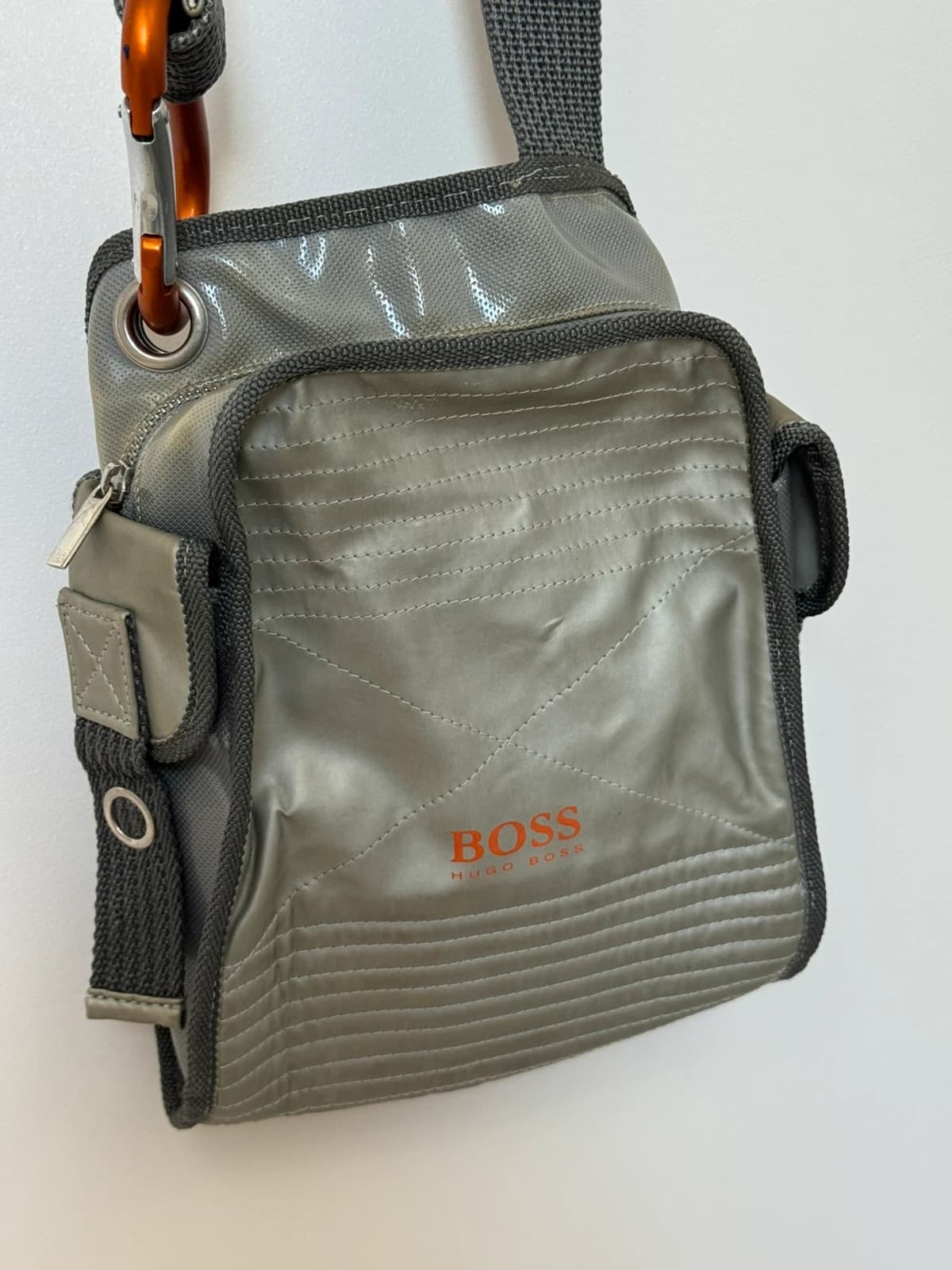 Sac bandoulière vintage BOSS Orange Hugo Boss gris kaki techwear Y2K - Photo 3/12