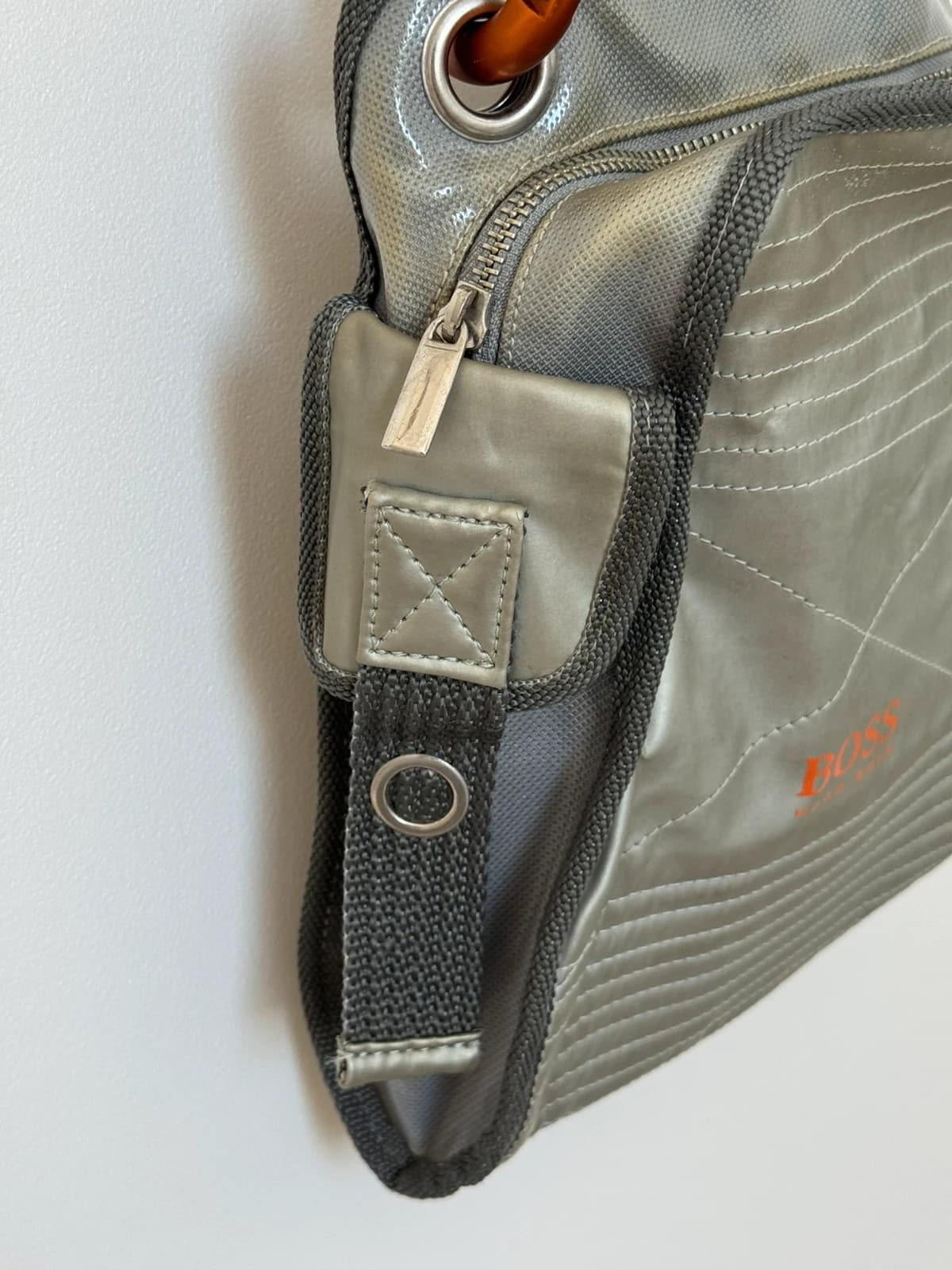 Sac bandoulière vintage BOSS Orange Hugo Boss gris kaki techwear Y2K - Photo 5/12