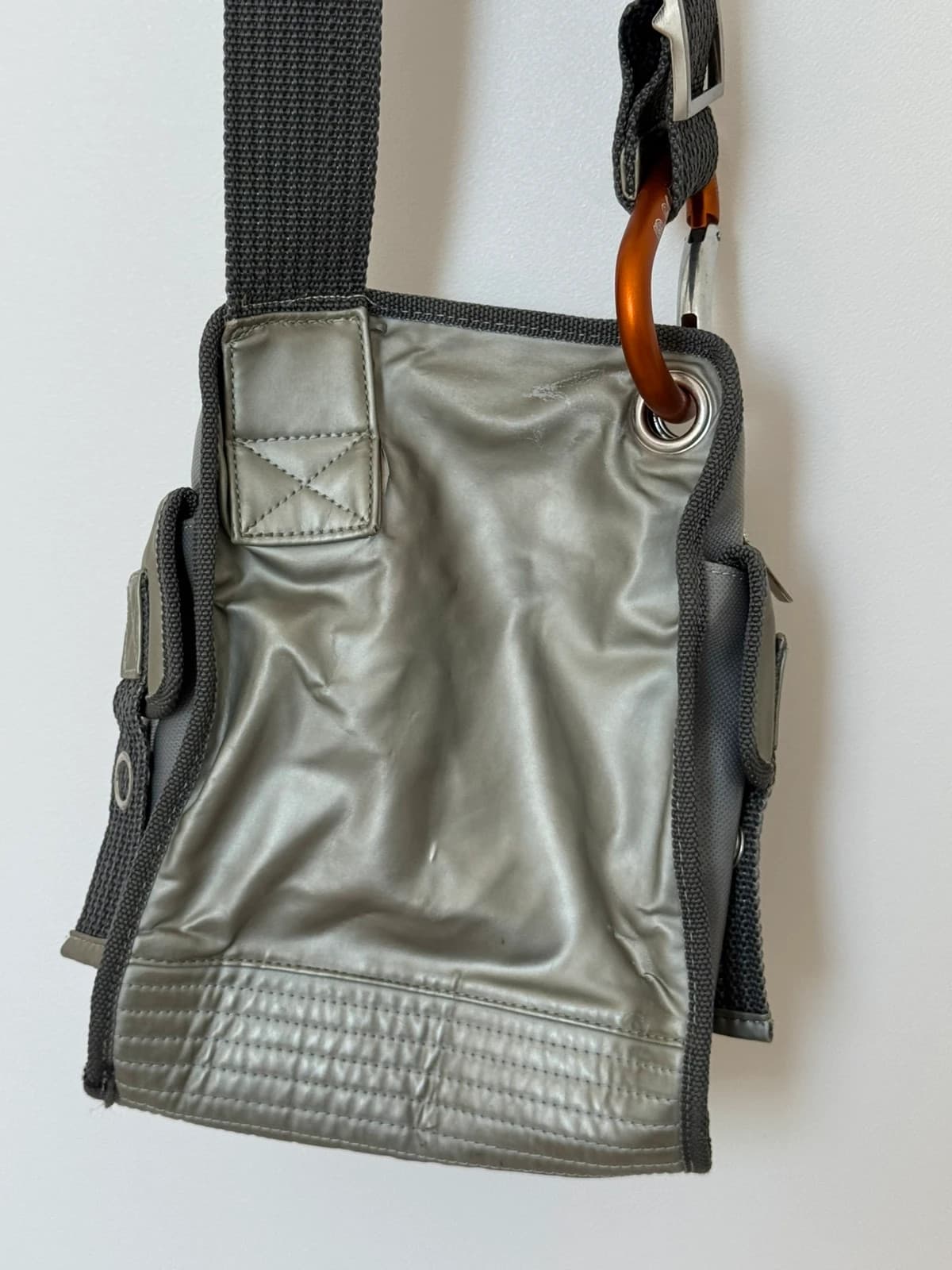 Sac bandoulière vintage BOSS Orange Hugo Boss gris kaki techwear Y2K - Photo 8/12