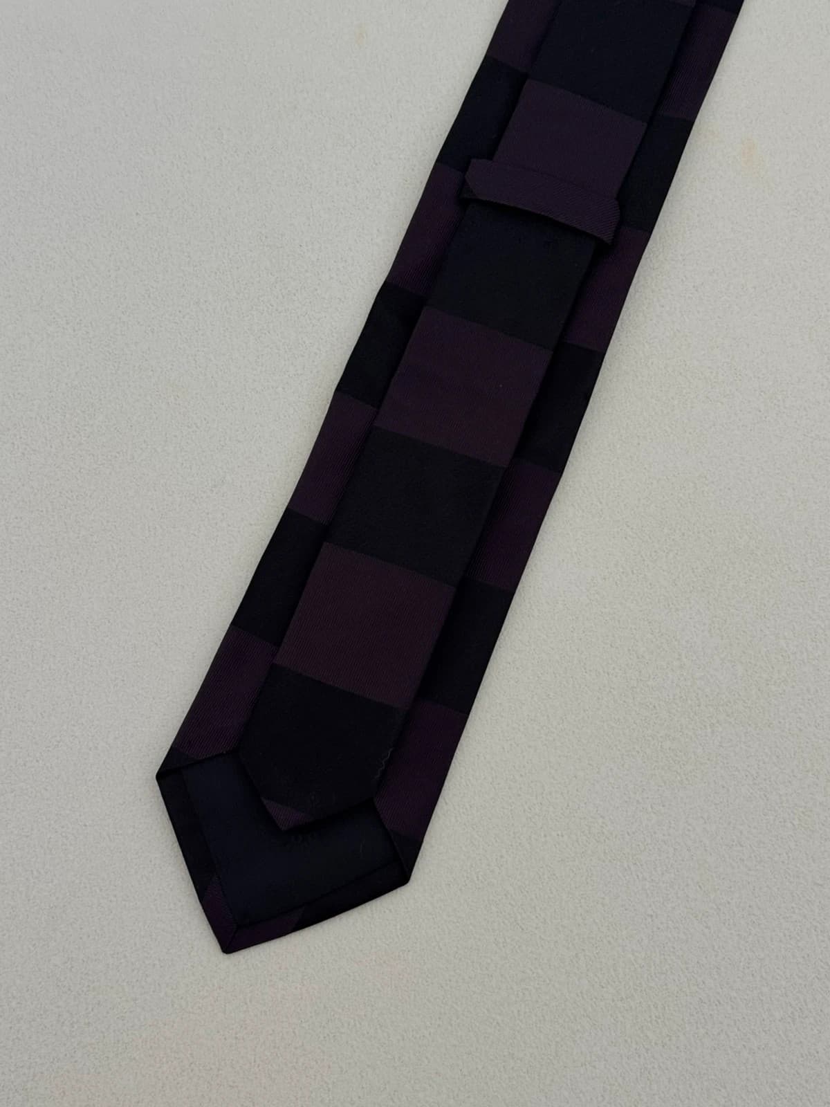 Cravate BOSS Hugo Boss soie rayée violet noir made in Italy - Photo 3/7