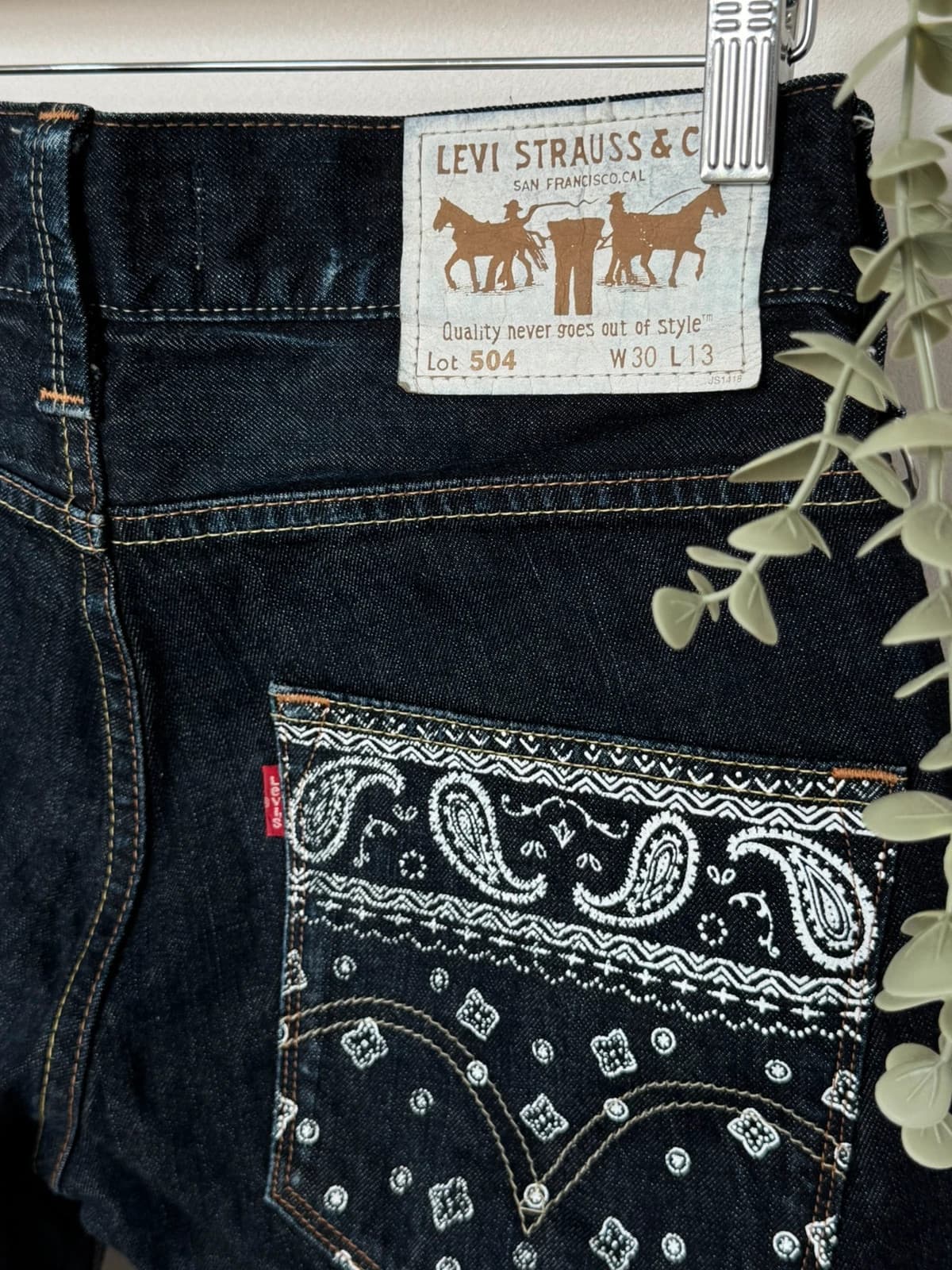 Short bermuda jean baggy Levi's 504 Straight paisley bandana taille W30/M - SK260645 - Photo 9/12