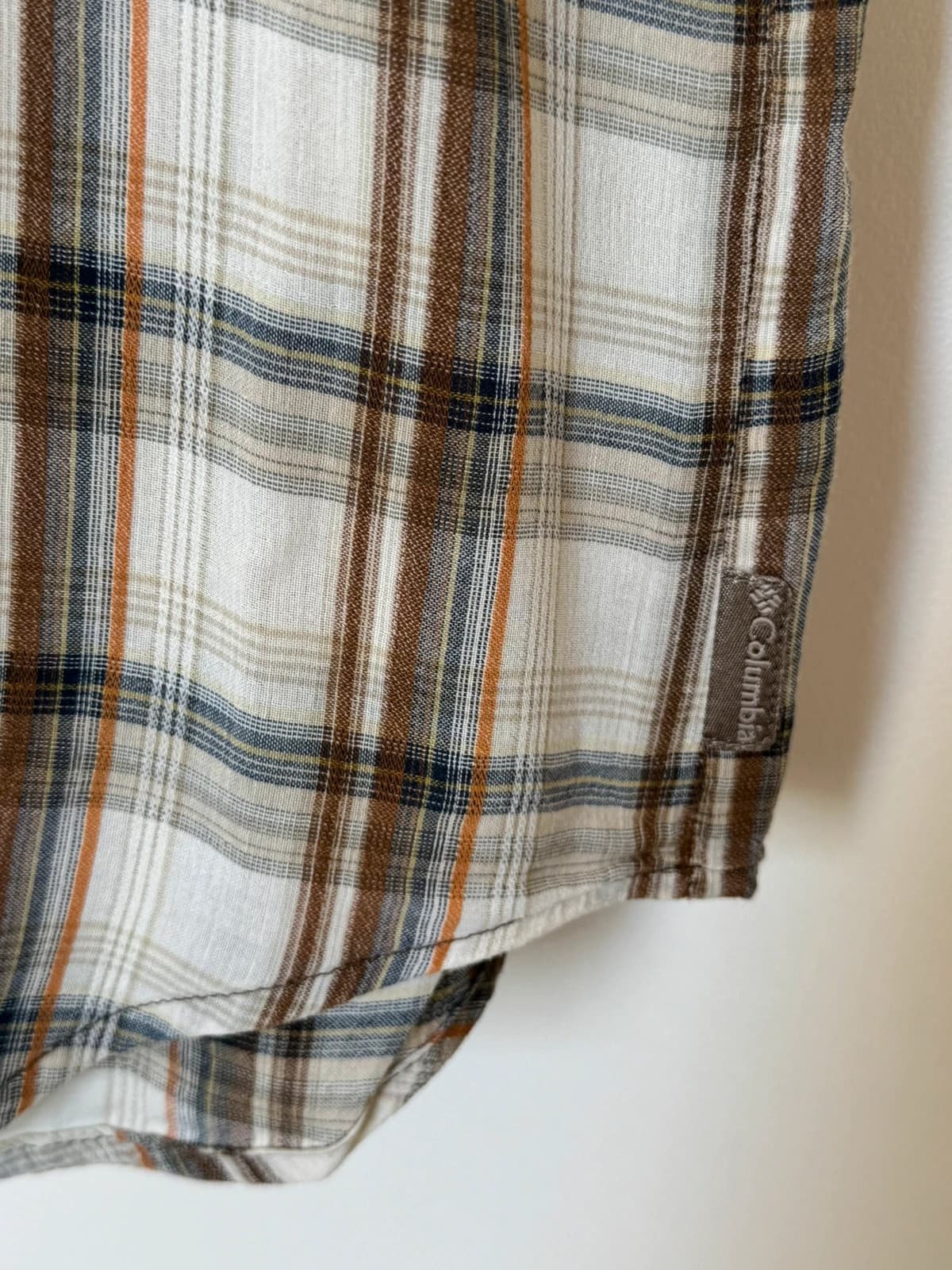 Chemise manches courtes Columbia carreaux beige marron taille M - SC260592 - Photo 7/11