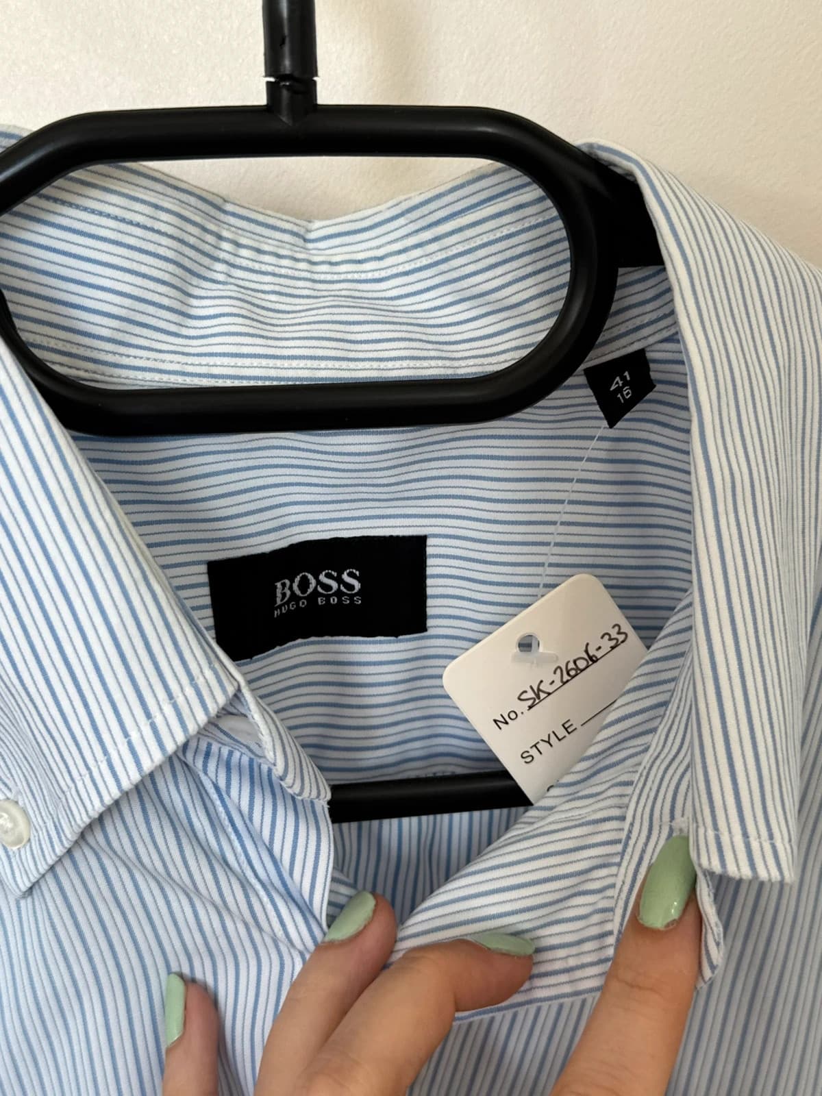 Chemise manches courtes Hugo Boss rayures bleu ciel taille 41/L - SK260633 - Photo 3/7