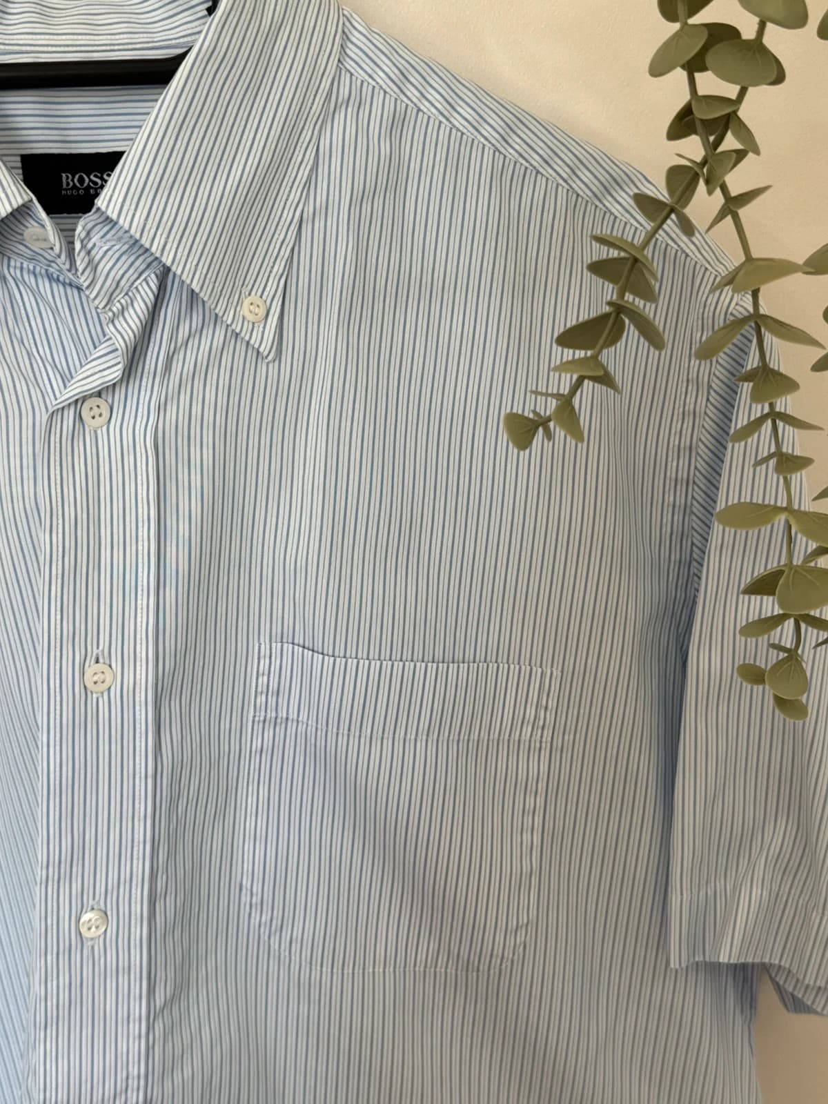 Chemise manches courtes Hugo Boss rayures bleu ciel taille 41/L - SK260633 - Photo 5/7