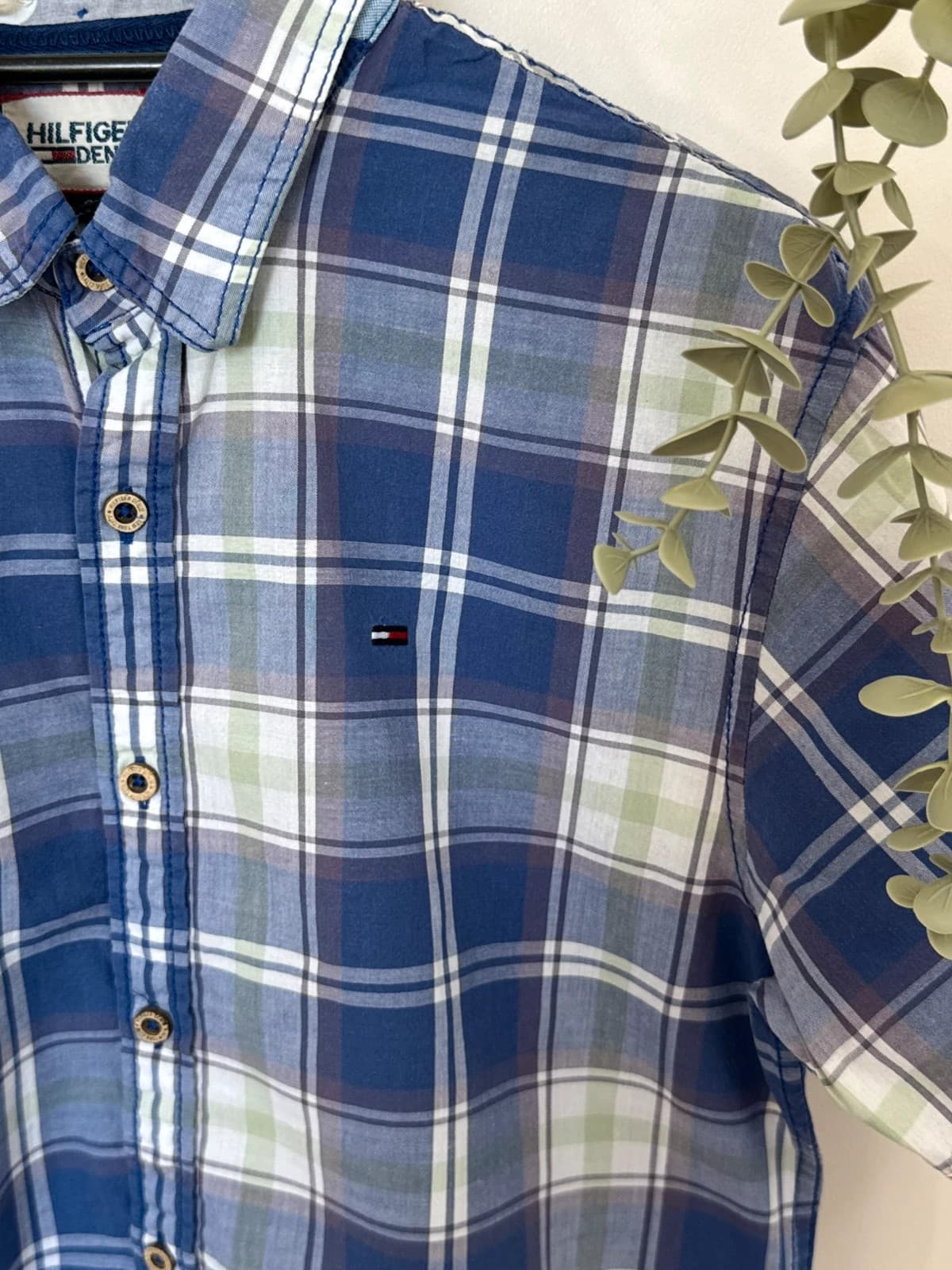 Chemise manches courtes Hilfiger Denim à carreaux bleu taille S - SK260632 - Photo 4/10