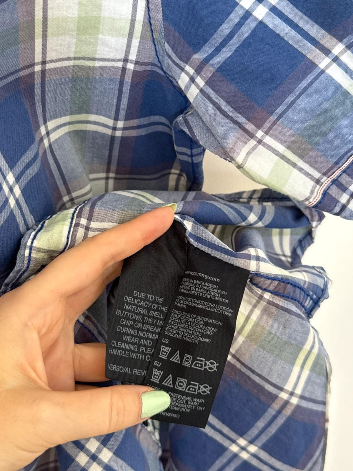 Chemise manches courtes Hilfiger Denim à carreaux bleu taille S - SK260632 - Photo 8/10