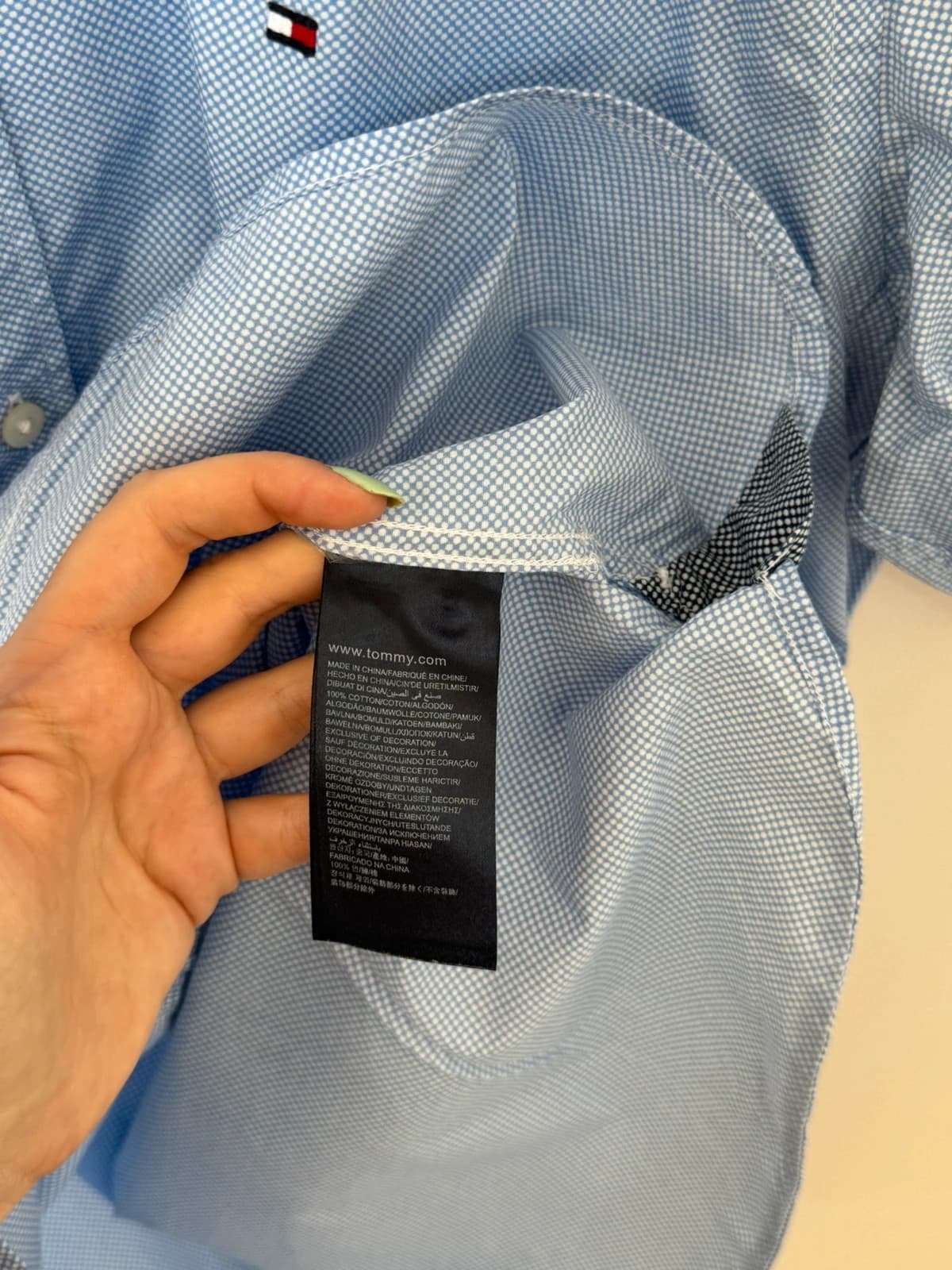 Chemise manches courtes Tommy Hilfiger New York Fit bleu ciel micro-motif taille M - SK260616 - Photo 6/9