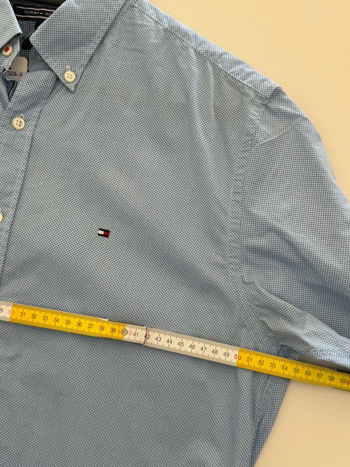 Chemise manches courtes Tommy Hilfiger New York Fit bleu ciel micro-motif taille M - SK260616 - Photo 8/9