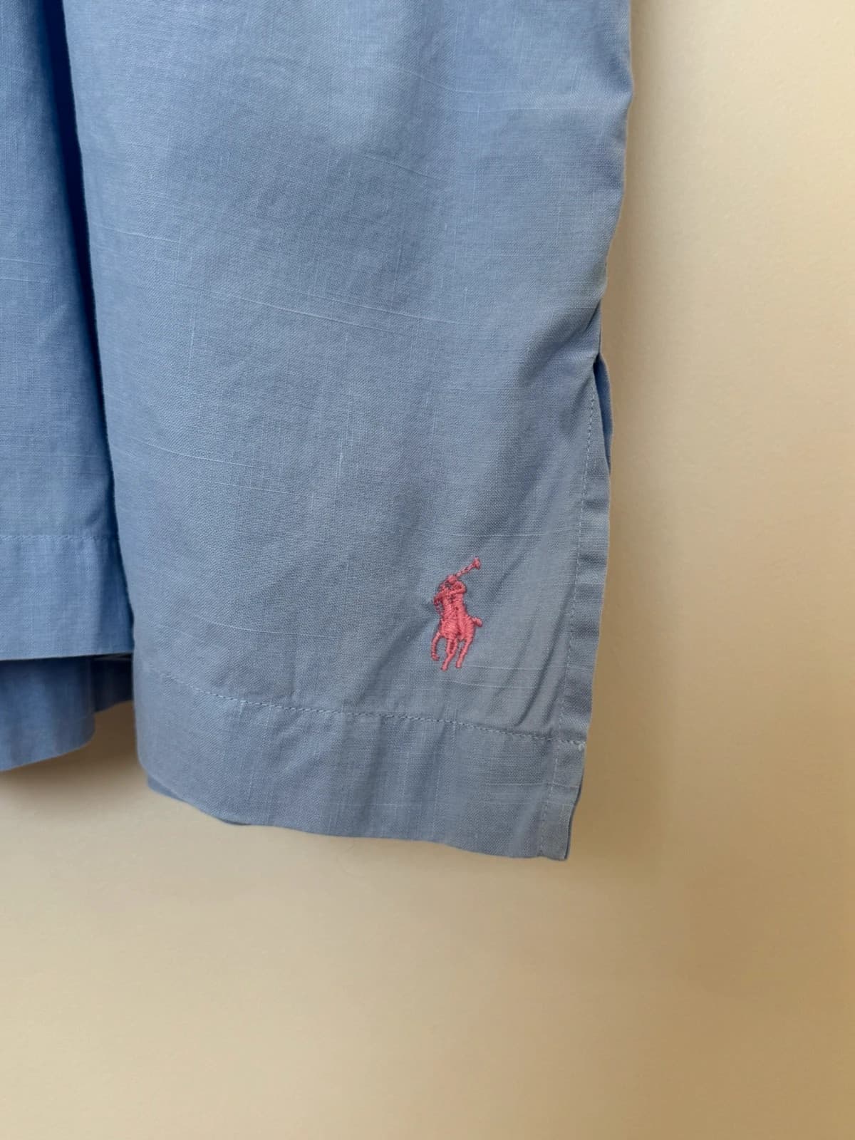 Chemise manches courtes ample Polo Ralph Lauren bleu ciel lin logo pony rose taille XXL - SK260675 - Photo 4/8