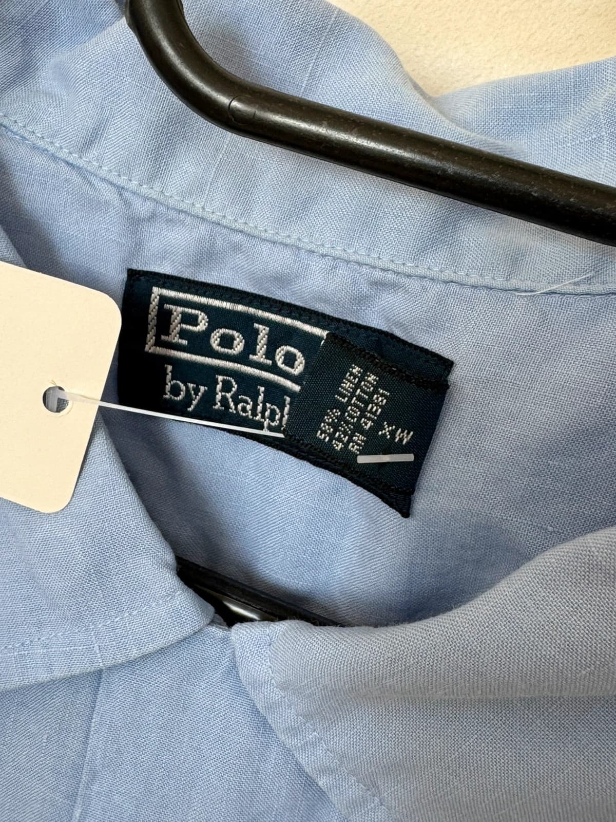 Chemise manches courtes ample Polo Ralph Lauren bleu ciel lin logo pony rose taille XXL - SK260675 - Photo 5/8