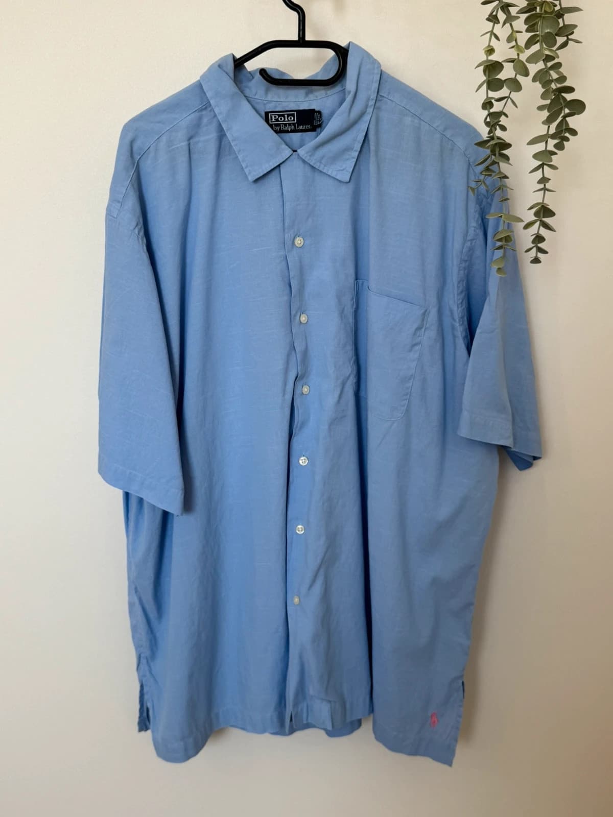 Chemise manches courtes ample Polo Ralph Lauren bleu ciel lin logo pony rose taille XXL - SK260675 - Photo 2/8