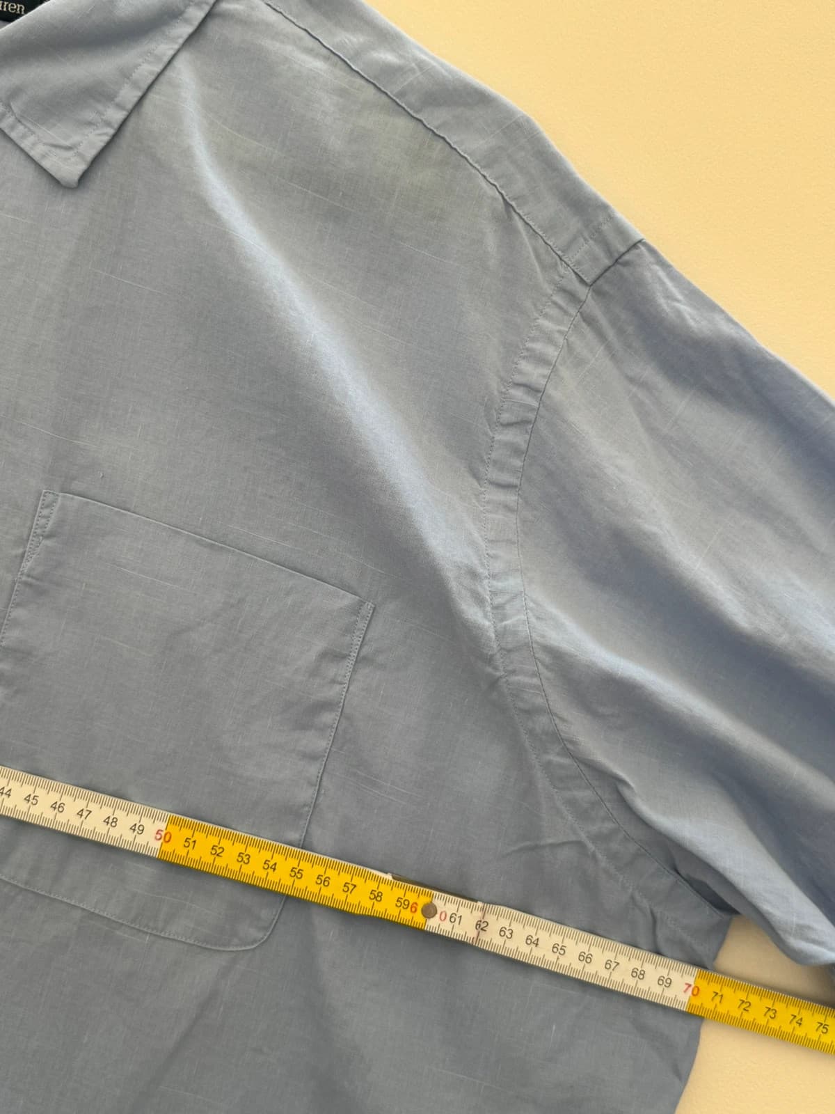 Chemise manches courtes ample Polo Ralph Lauren bleu ciel lin logo pony rose taille XXL - SK260675 - Photo 7/8