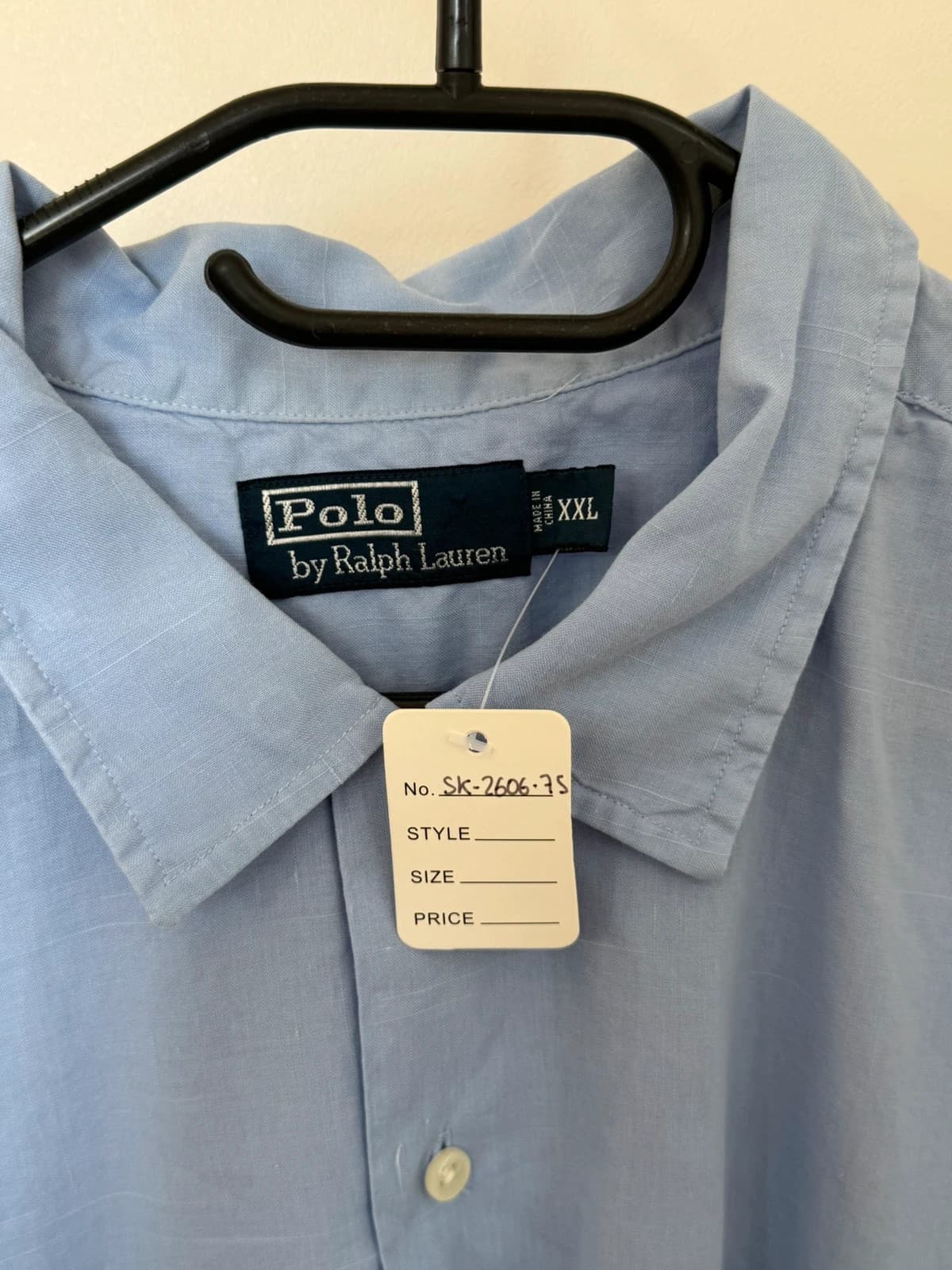 Chemise manches courtes ample Polo Ralph Lauren bleu ciel lin logo pony rose taille XXL - SK260675 - Photo 3/8