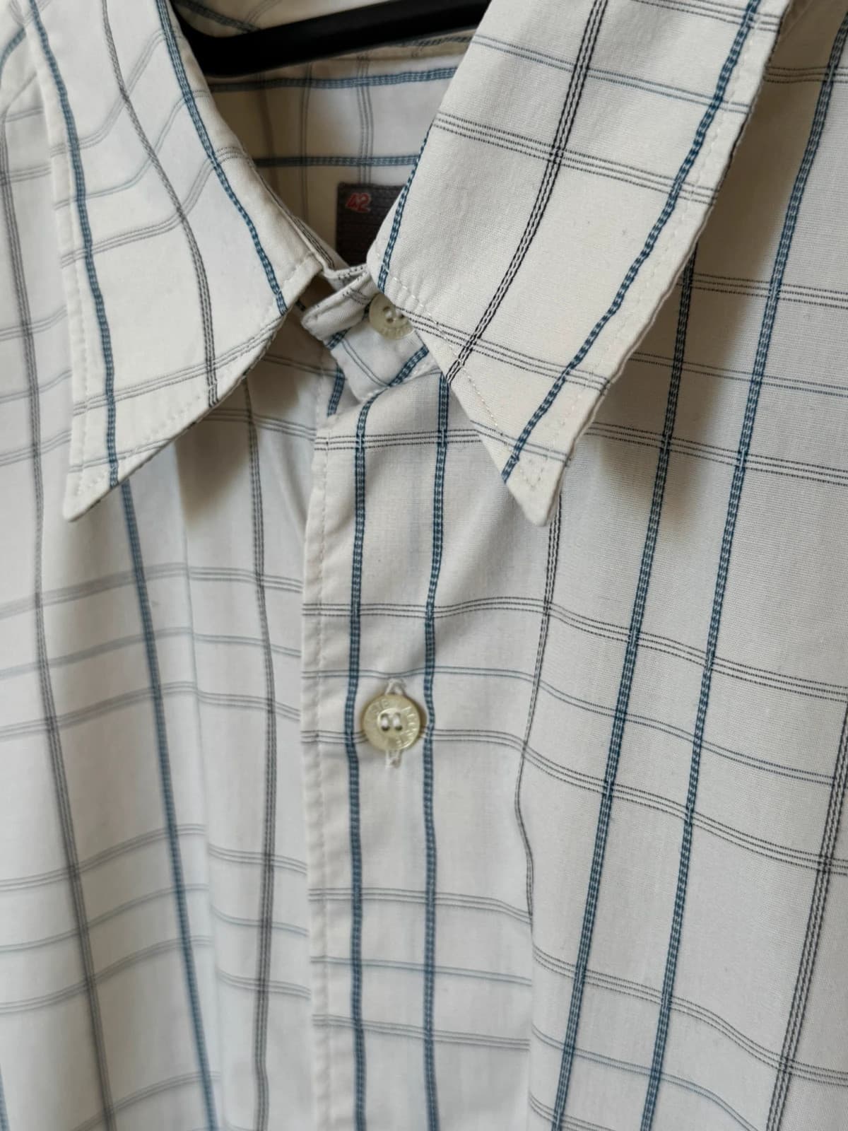 Chemise manches courtes Lacoste crème à carreaux bleu gris taille 42/XL - VG260524 - Photo 5/8