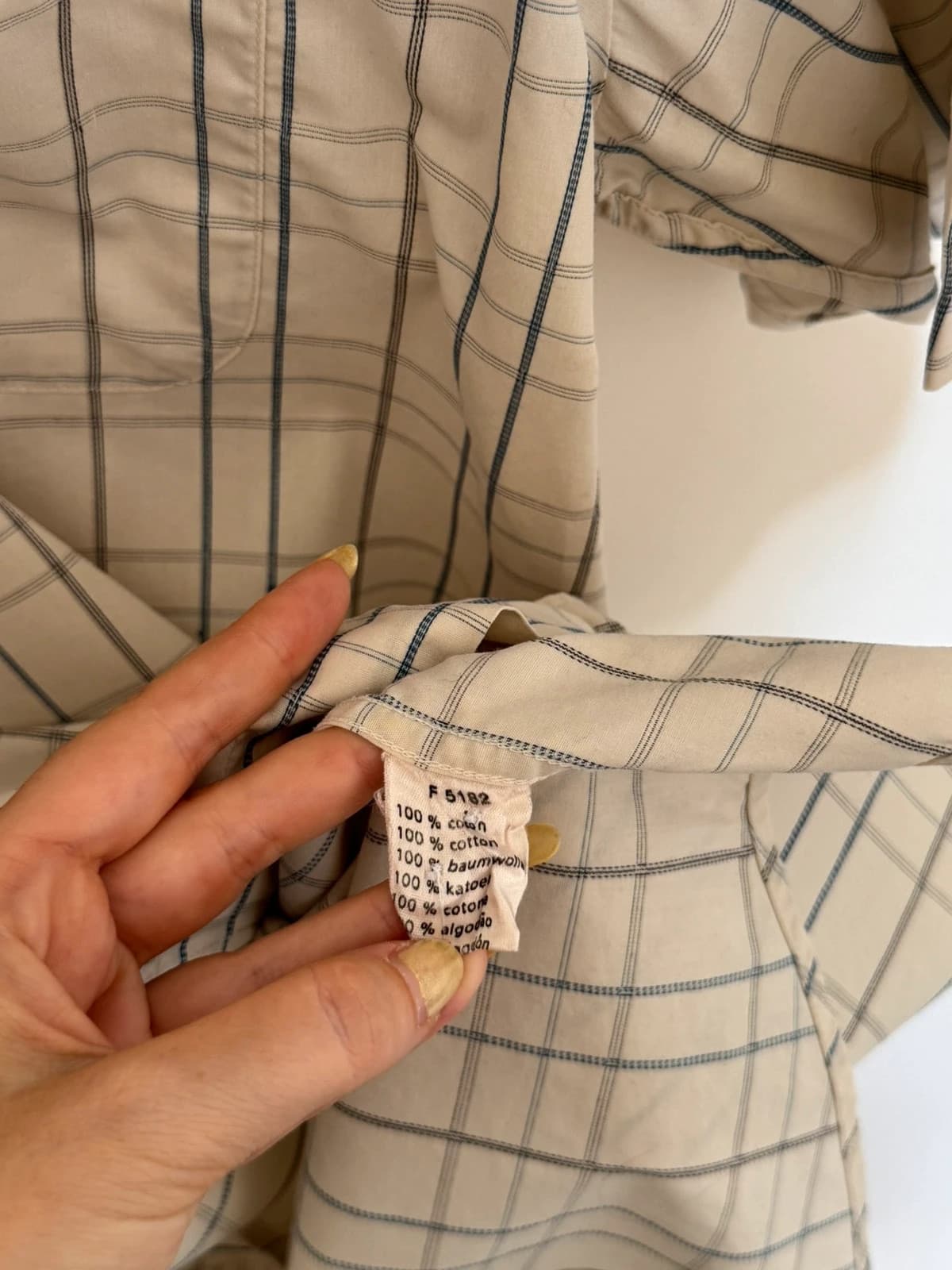 Chemise manches courtes Lacoste crème à carreaux bleu gris taille 42/XL - VG260524 - Photo 6/8