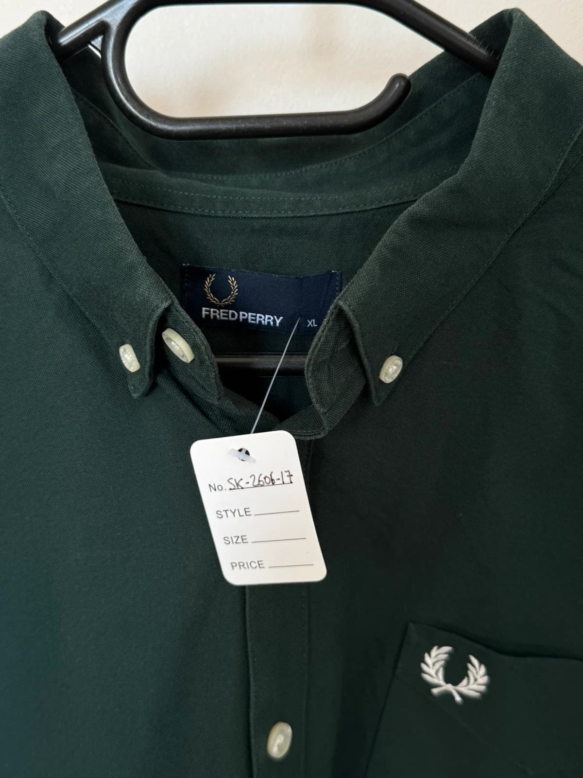 Chemise Oxford Fred Perry vert sapin manches courtes taille XL - SK260617 - Photo 3/10
