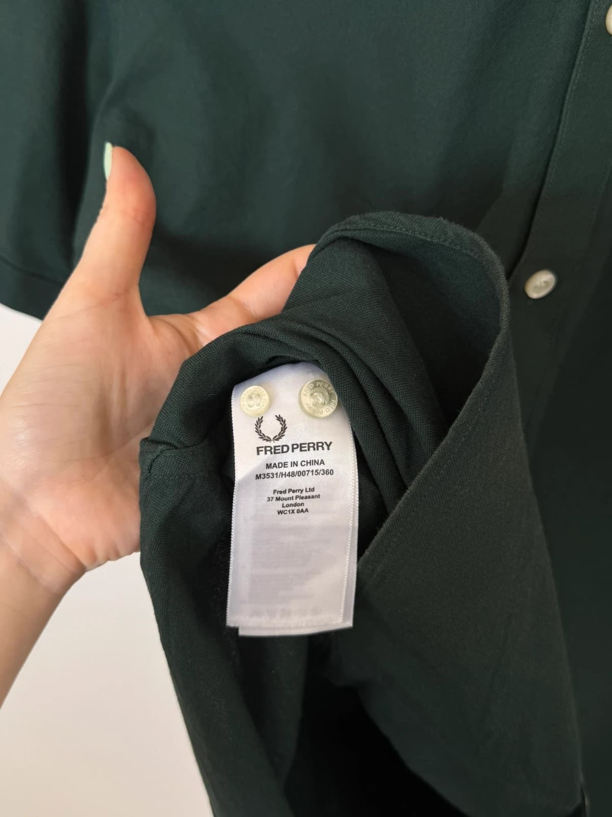 Chemise Oxford Fred Perry vert sapin manches courtes taille XL - SK260617 - Photo 7/10