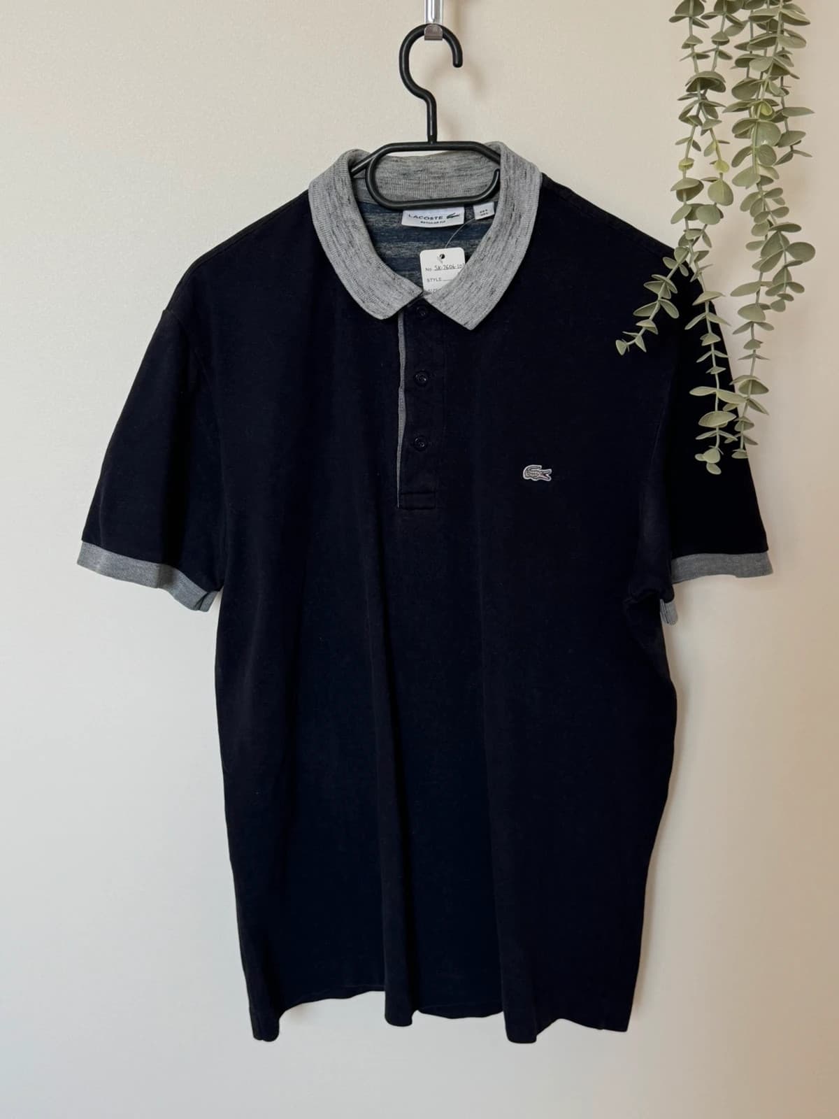Lacoste regular fit polo piké tamsiai mėlynas su pilka apykakle, sidabriniu logotipu, dydis 5/L - SK2606103 – nuotrauka 2/10
