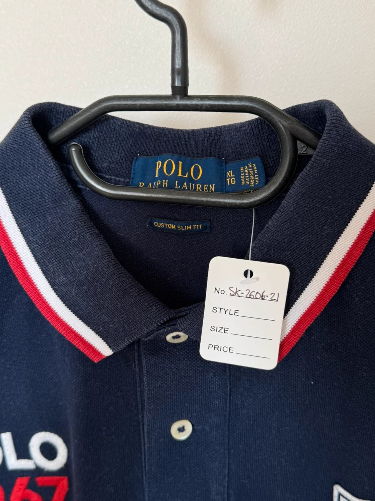 Polo piqué custom slim fit Ralph Lauren Polo 1967 bleu marine taille XL - SK260621 - Photo 3/10