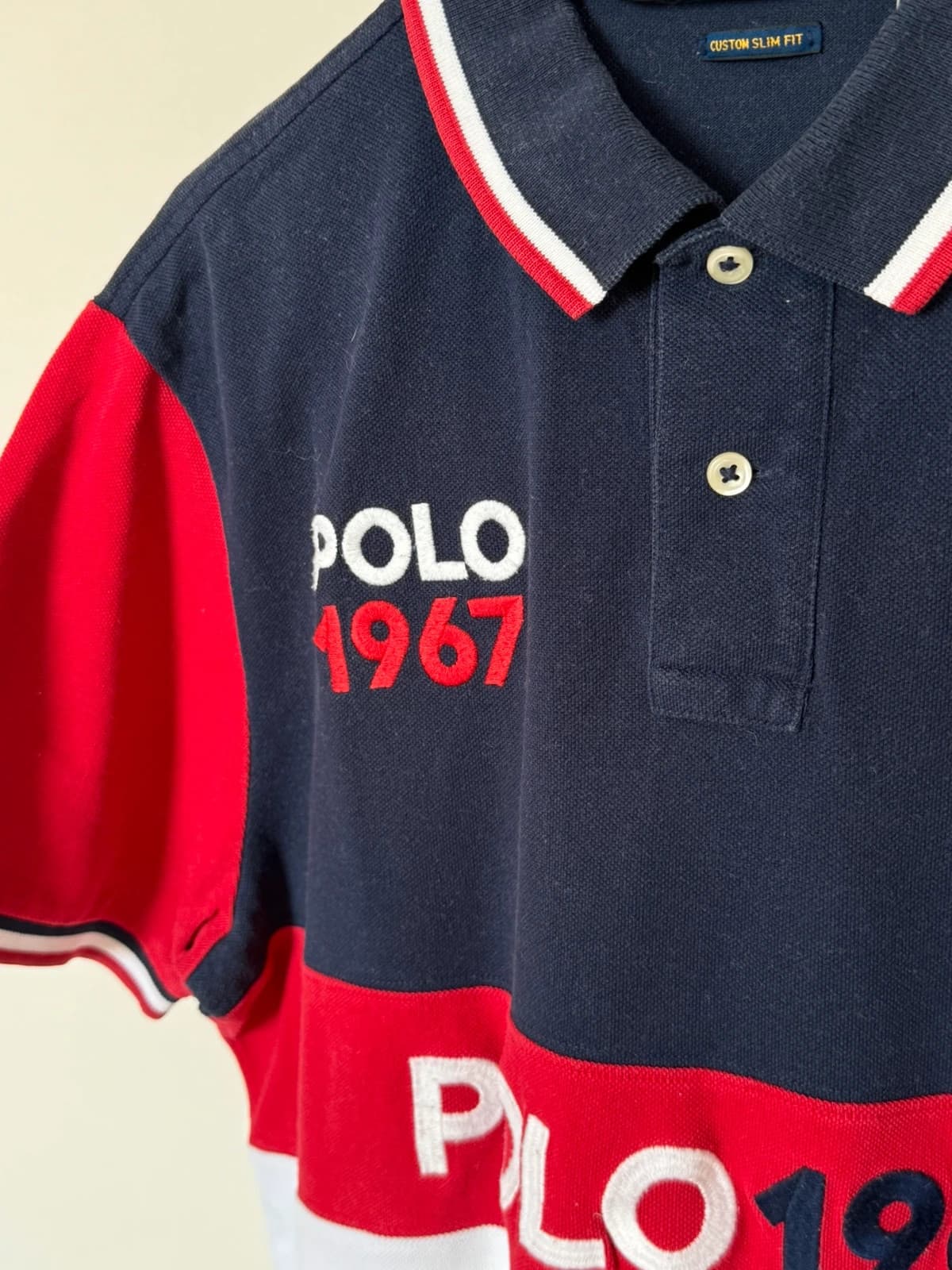 Polo piqué custom slim fit Ralph Lauren Polo 1967 bleu marine taille XL - SK260621 - Photo 4/10