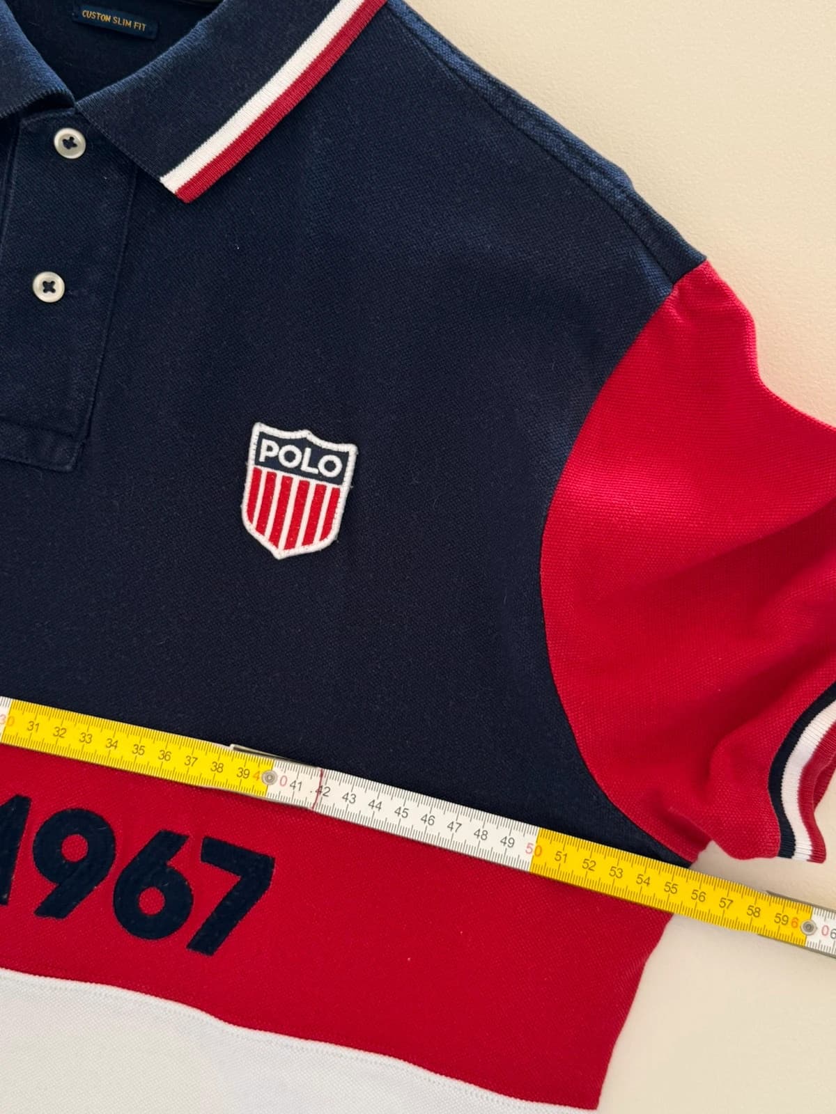 Polo piqué custom slim fit Ralph Lauren Polo 1967 bleu marine taille XL - SK260621 - Photo 9/10
