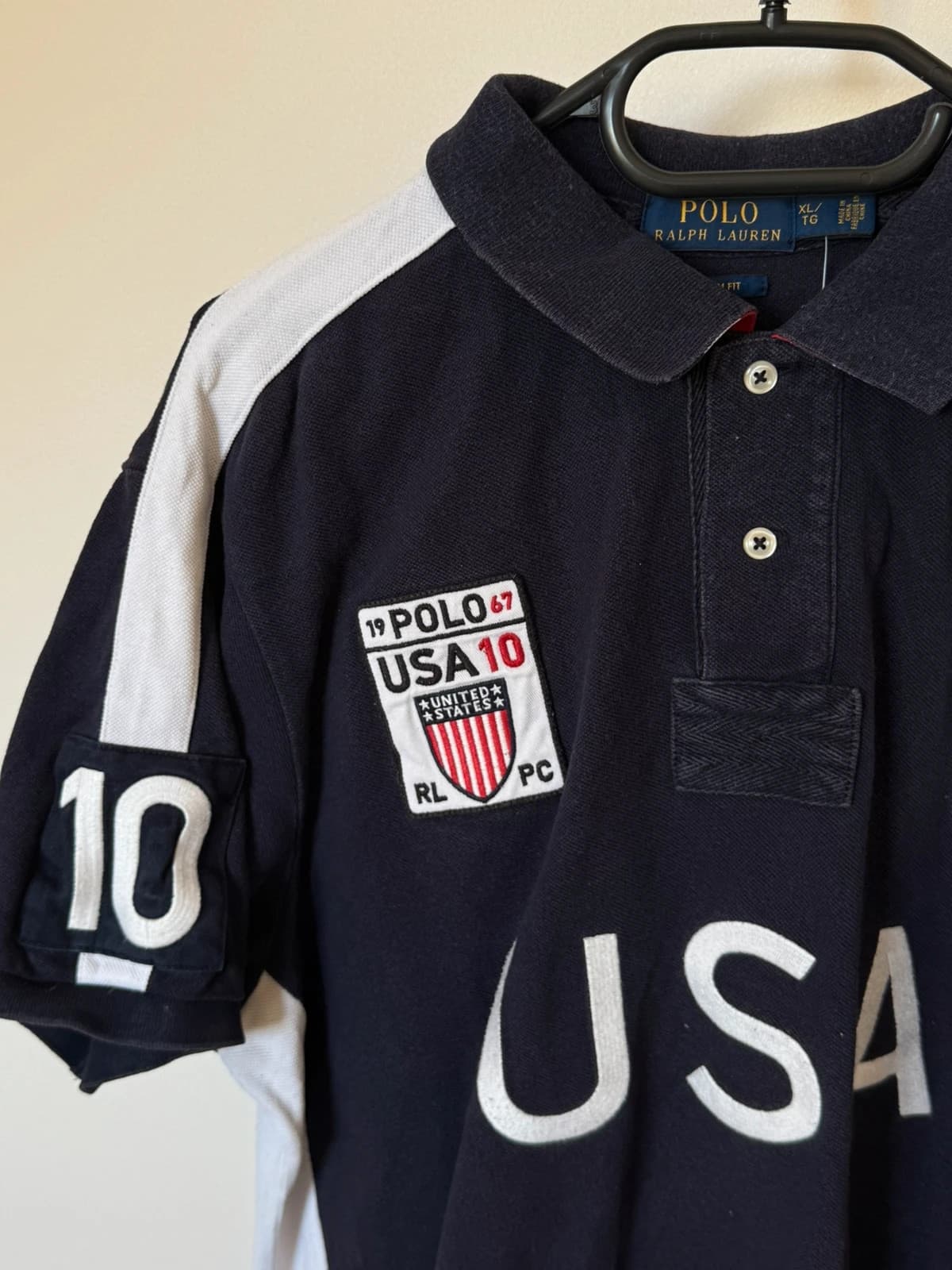 Polo piqué custom fit Ralph Lauren USA 10 Big Pony bleu marine taille XL - SK260619 - Photo 5/14