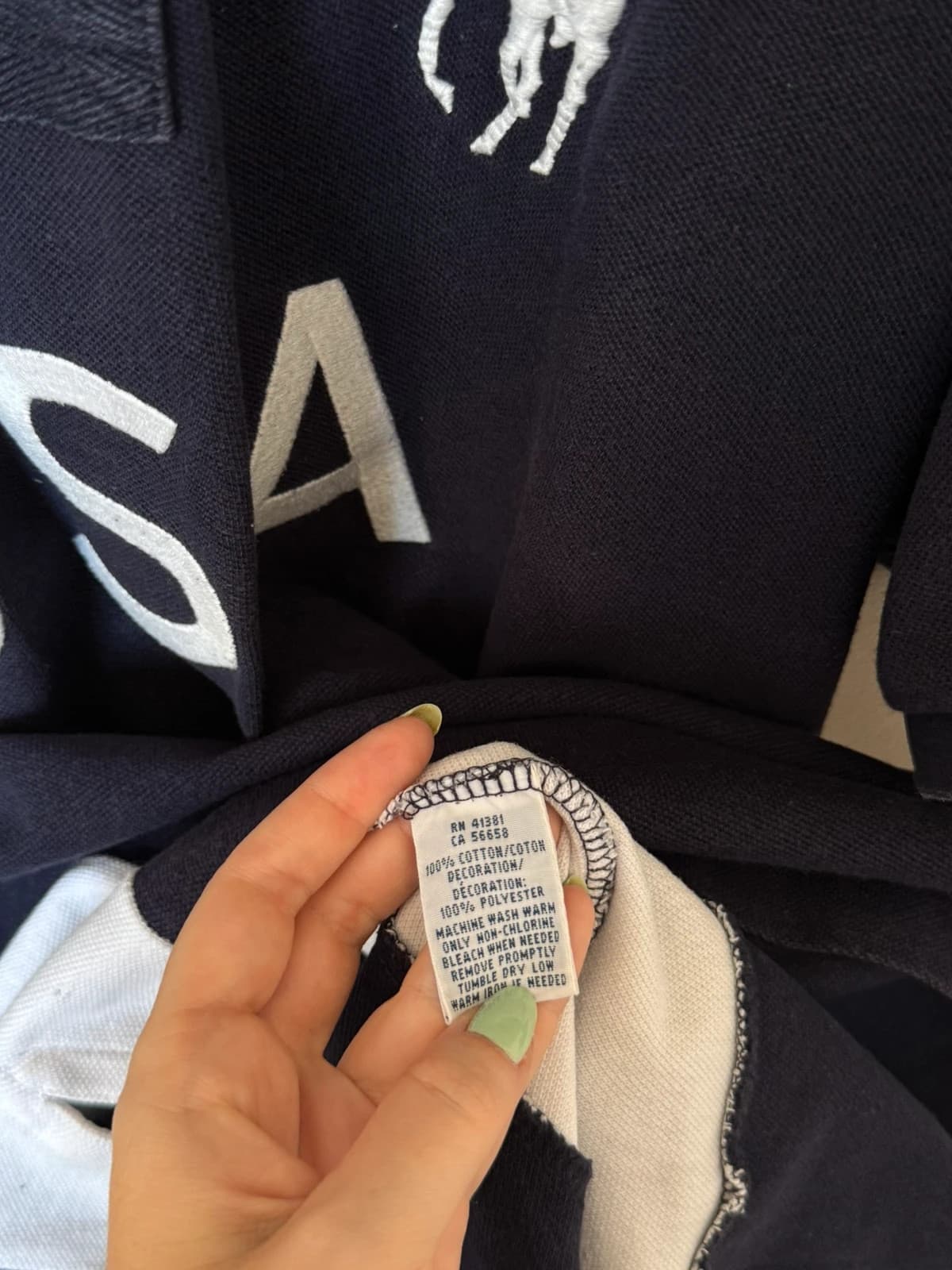 Polo piqué custom fit Ralph Lauren USA 10 Big Pony bleu marine taille XL - SK260619 - Photo 6/14