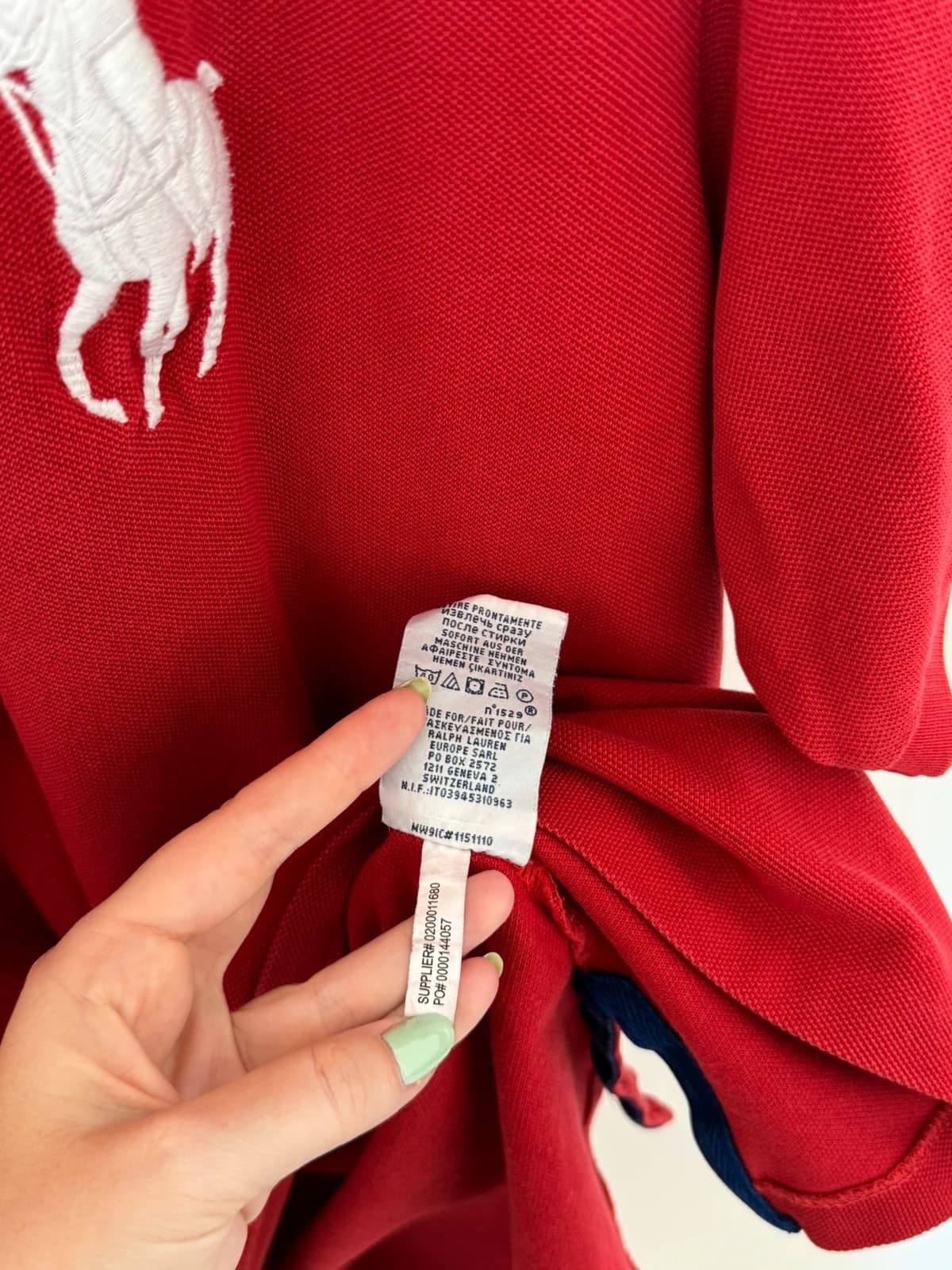 Polo piqué custom fit Ralph Lauren rouge big logo pony taille XXL - SK260680 - Photo 6/12