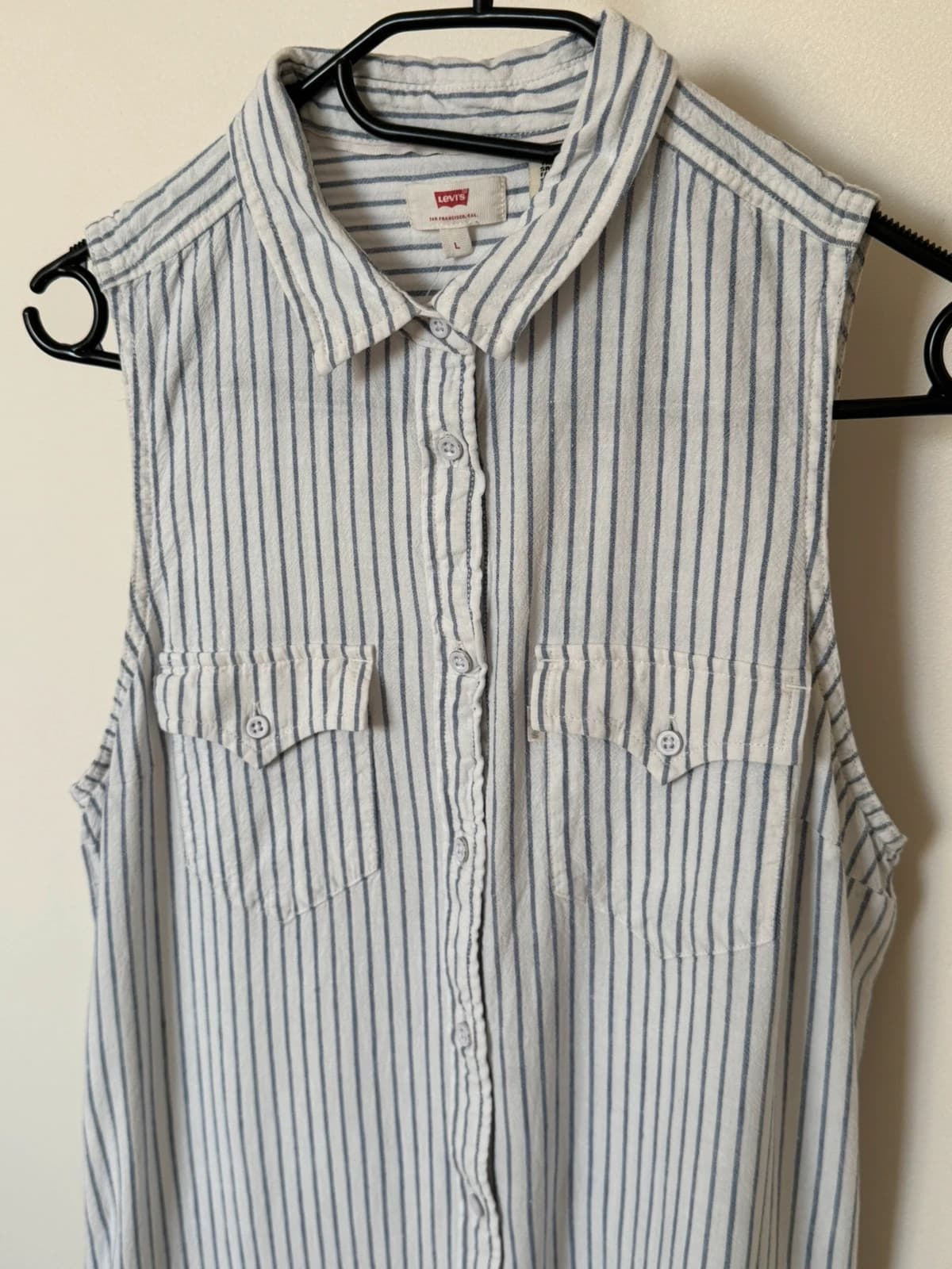 Robe chemise sans manches Levi's rayée blanc bleu en lin taille L - SK260677 - Photo 4/10