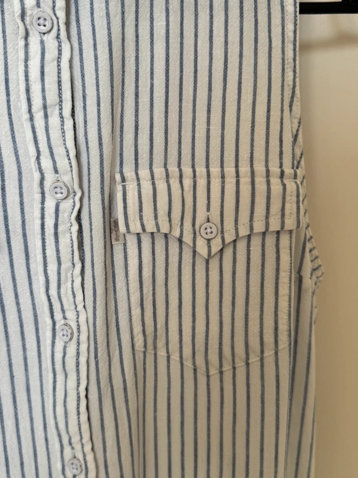 Robe chemise sans manches Levi's rayée blanc bleu en lin taille L - SK260677 - Photo 5/10