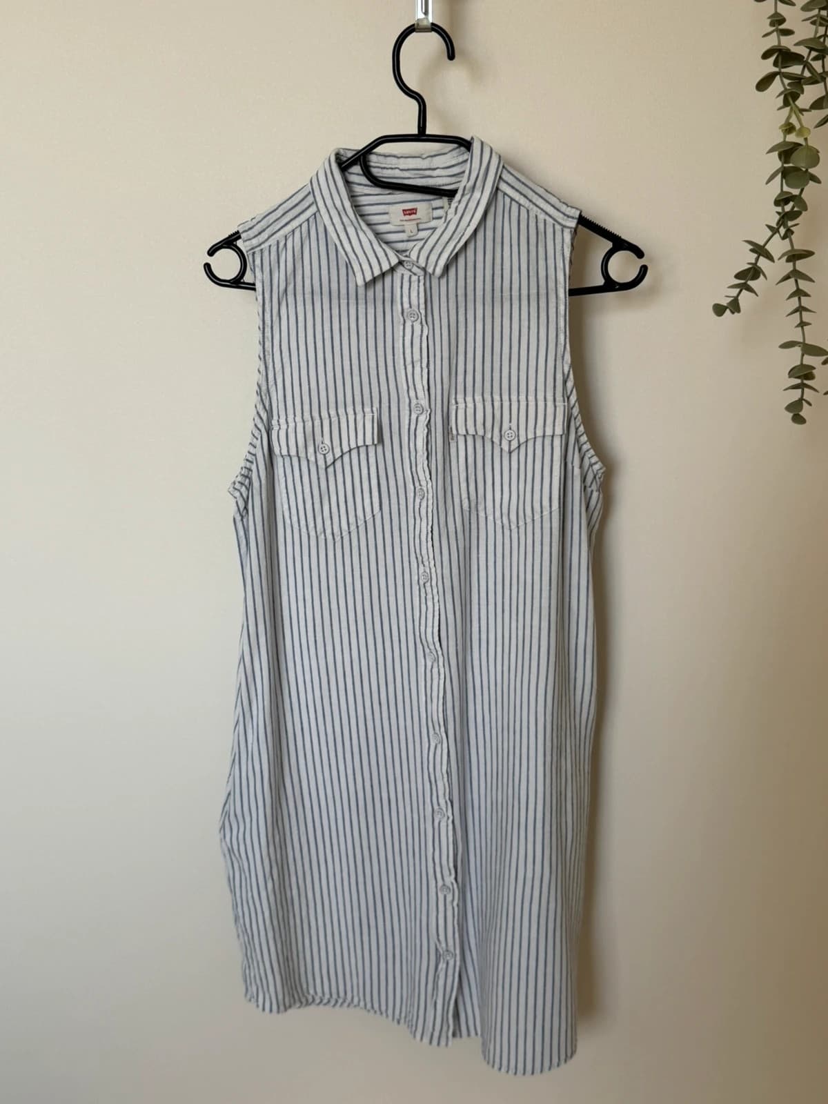 Robe chemise sans manches Levi's rayée blanc bleu en lin taille L - SK260677 - Photo 2/10