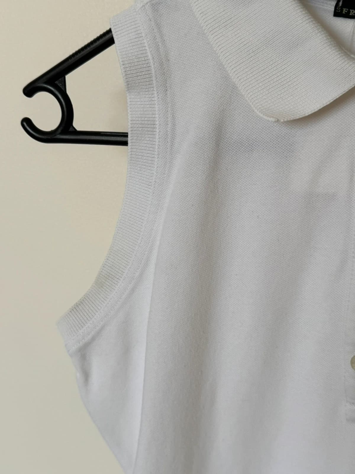Polo piqué sans manches Fred Perry blanc logo brodé rose taille M - SK260622 - Photo 8/12