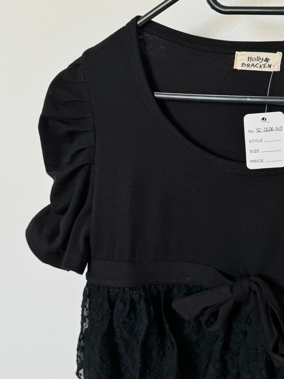 Top volanté dentelle Molly Bracken noir manches bouffantes taille XS/S - SC2606149 - Photo 6/11
