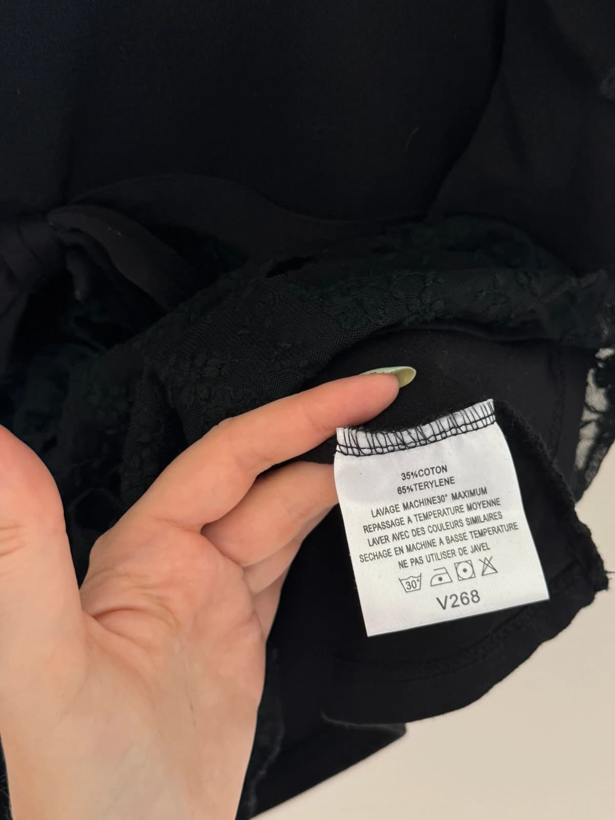 Top volanté dentelle Molly Bracken noir manches bouffantes taille XS/S - SC2606149 - Photo 7/11