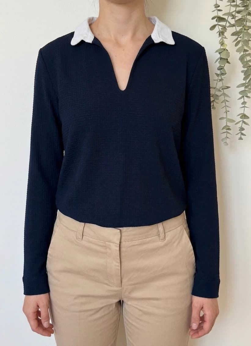 Blouse texturée Karl Marc John bleu marine col blanc taille M - SC2606144 - Photo 1/9
